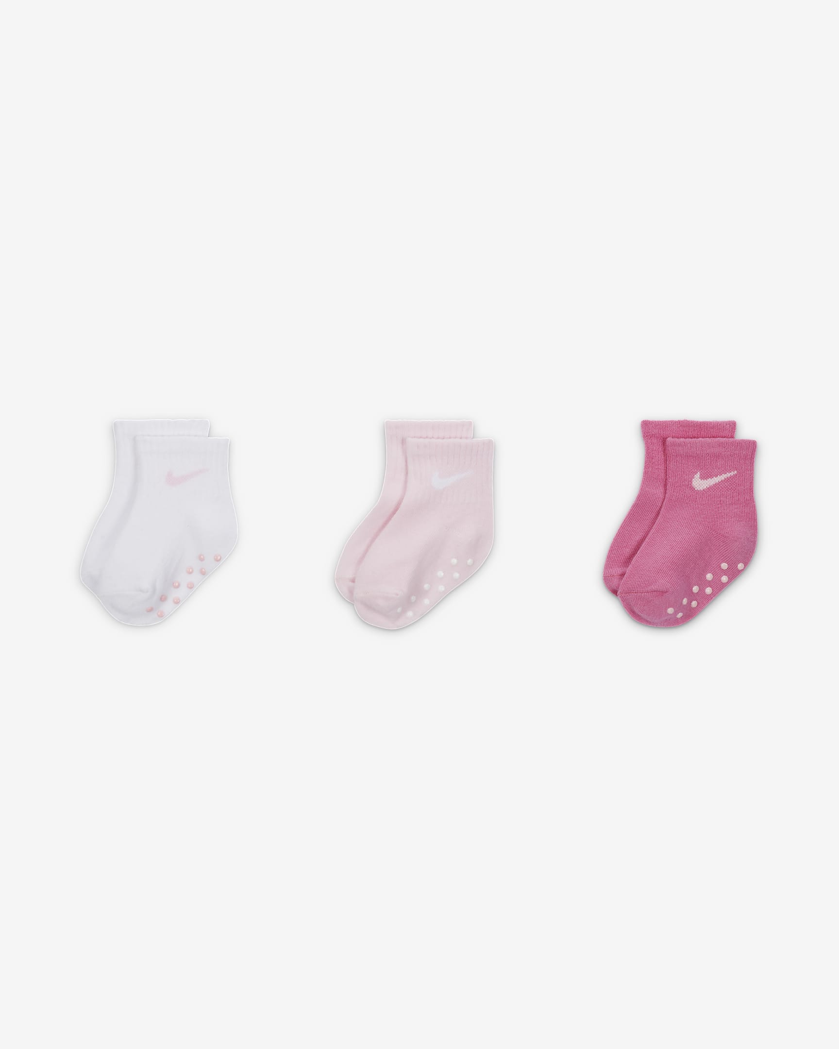 Nike Core Swoosh Baby (6-12M) Gripper Socks Box Set (3 Pairs) - Pink Foam