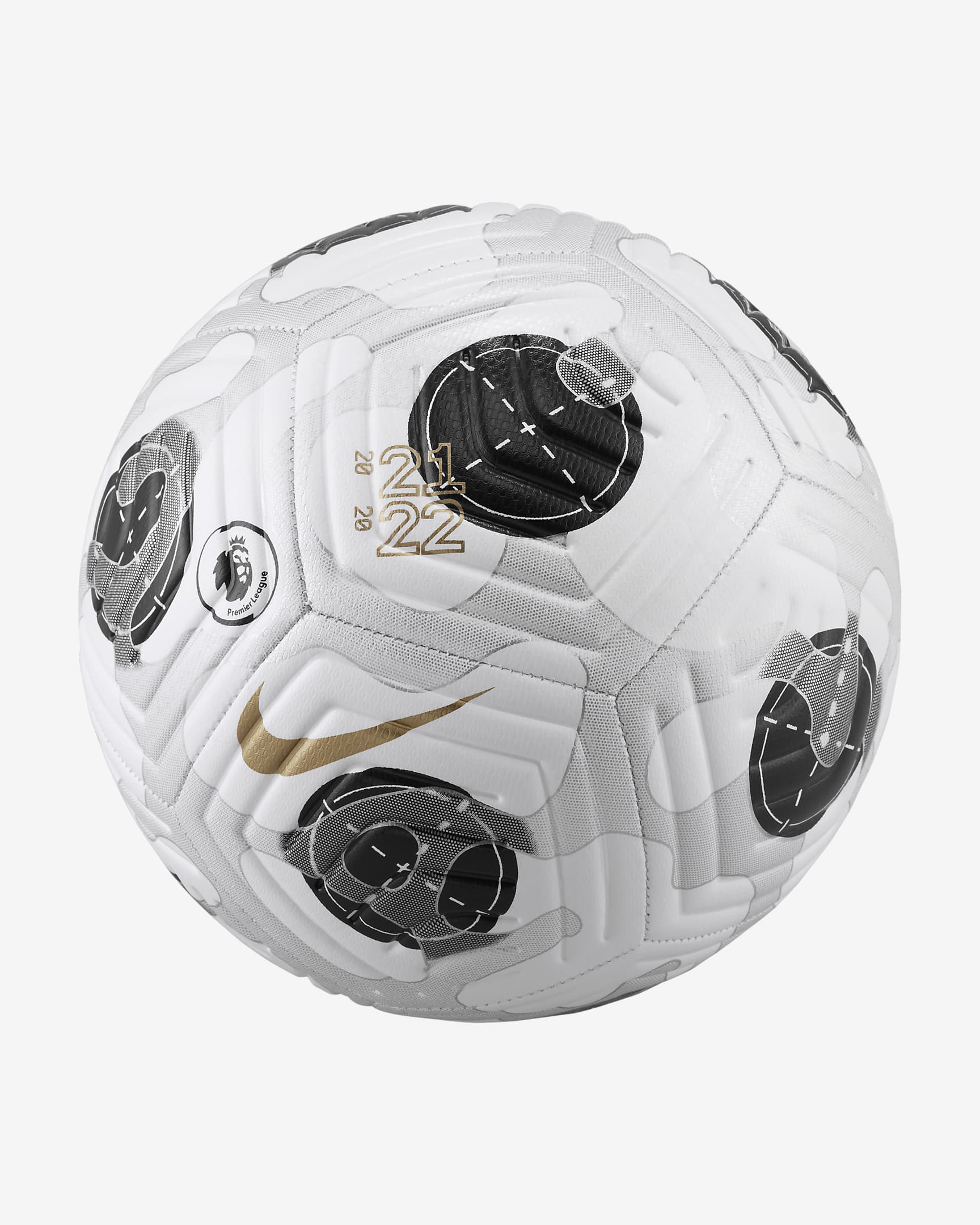 Premier League Strike Third Soccer Ball - White/Silver/Black/Gold