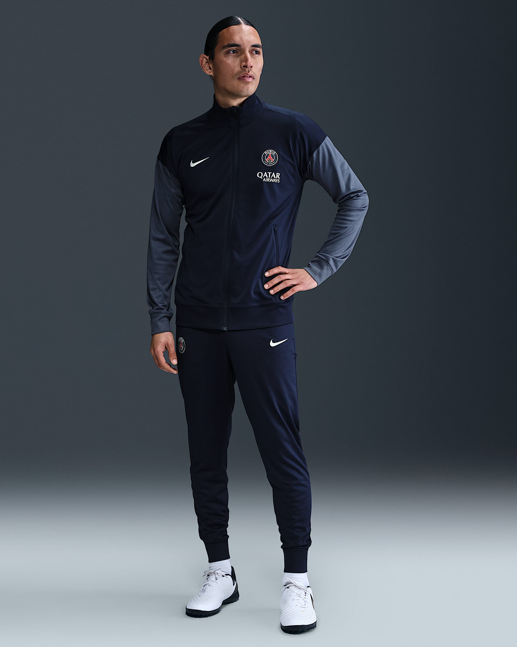Paris Saint-Germain Strike Nike Dri-FIT Erkek Örgü Futbol Eşofmanı - Midnight Navy/Diffused Blue/Beyaz