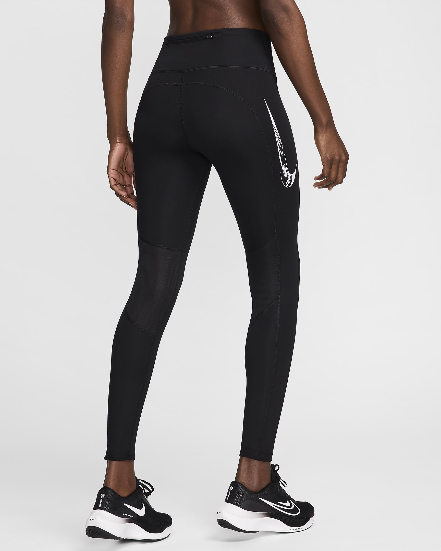 Nike Fast Leggings de running de 7/8 de talle medio con bolsillos - Mujer - Negro/Blanco