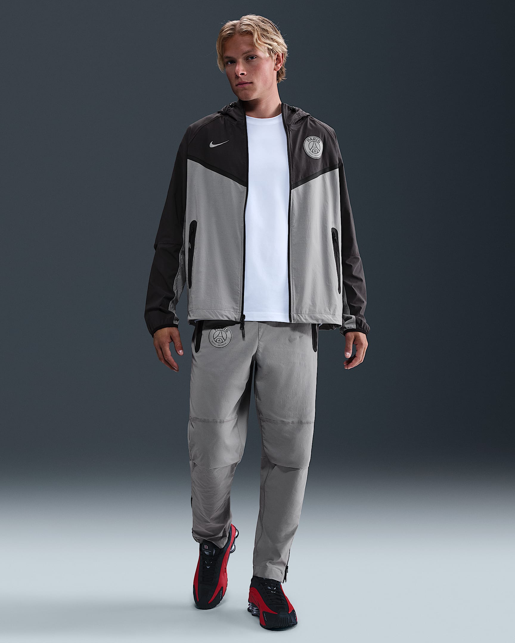 Paris Saint-Germain FC Tech Nike Football vevd bukse til herre - Particle Grey/Particle Grey