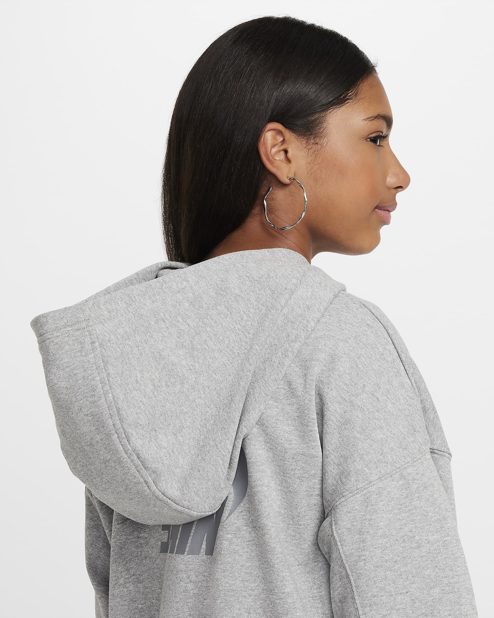 Felpa oversize in fleece con cappuccio Dri-FIT Nike Sportswear – Bambina/Ragazza - Dark Grey Heather