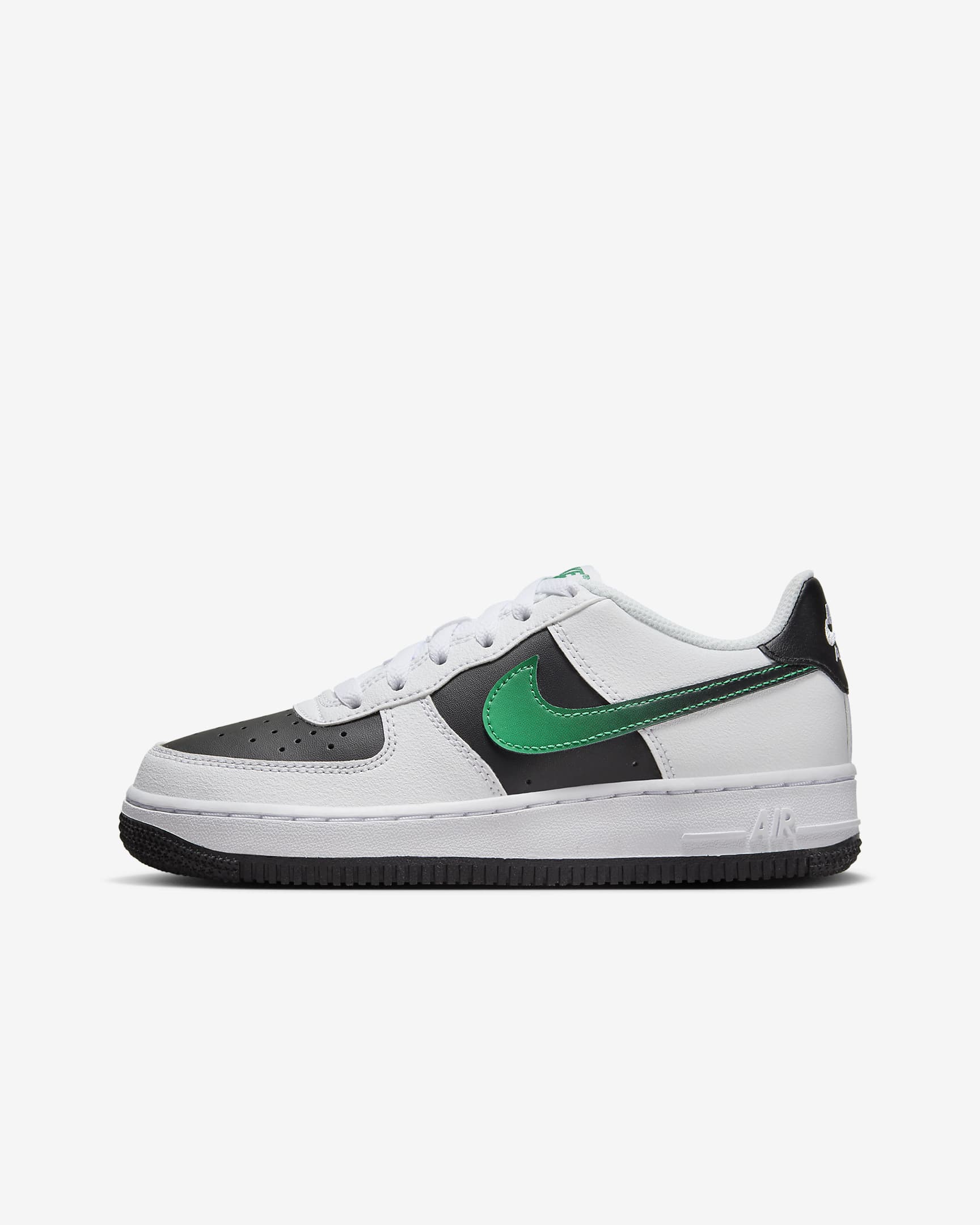 Nike Force 1 LV8 2 Older Kids' Shoes - White/Black/Malachite/Stadium Green