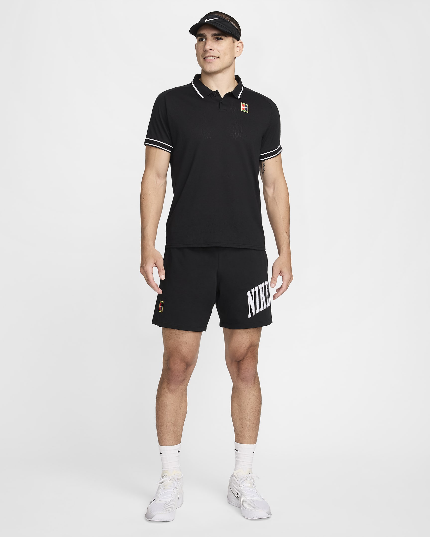 NikeCourt Heritage Men's Tennis Polo - Black/White