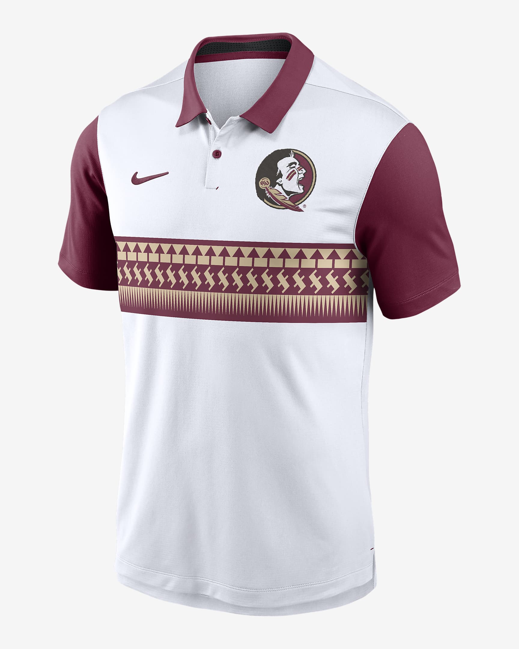 Polo universitario Nike Dri-FIT para hombre Florida State Seminoles Primetime Campus Vapor - Blanco