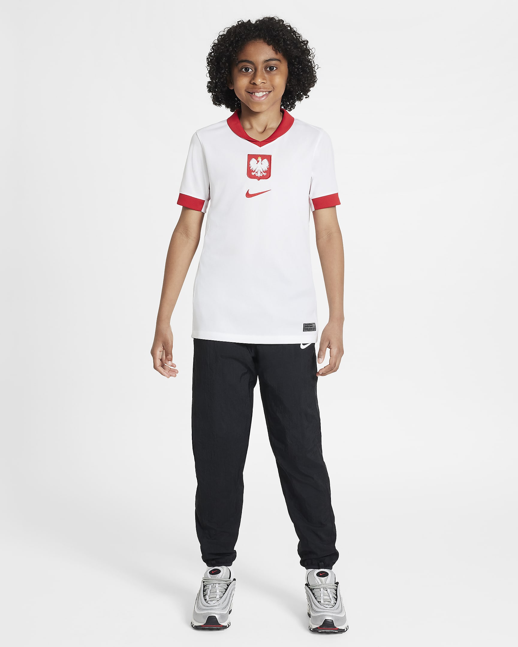 Poland 2024/25 Stadium Home Older Kids' Nike Dri-FIT Football Replica Shirt - White/Sport Red/Sport Red