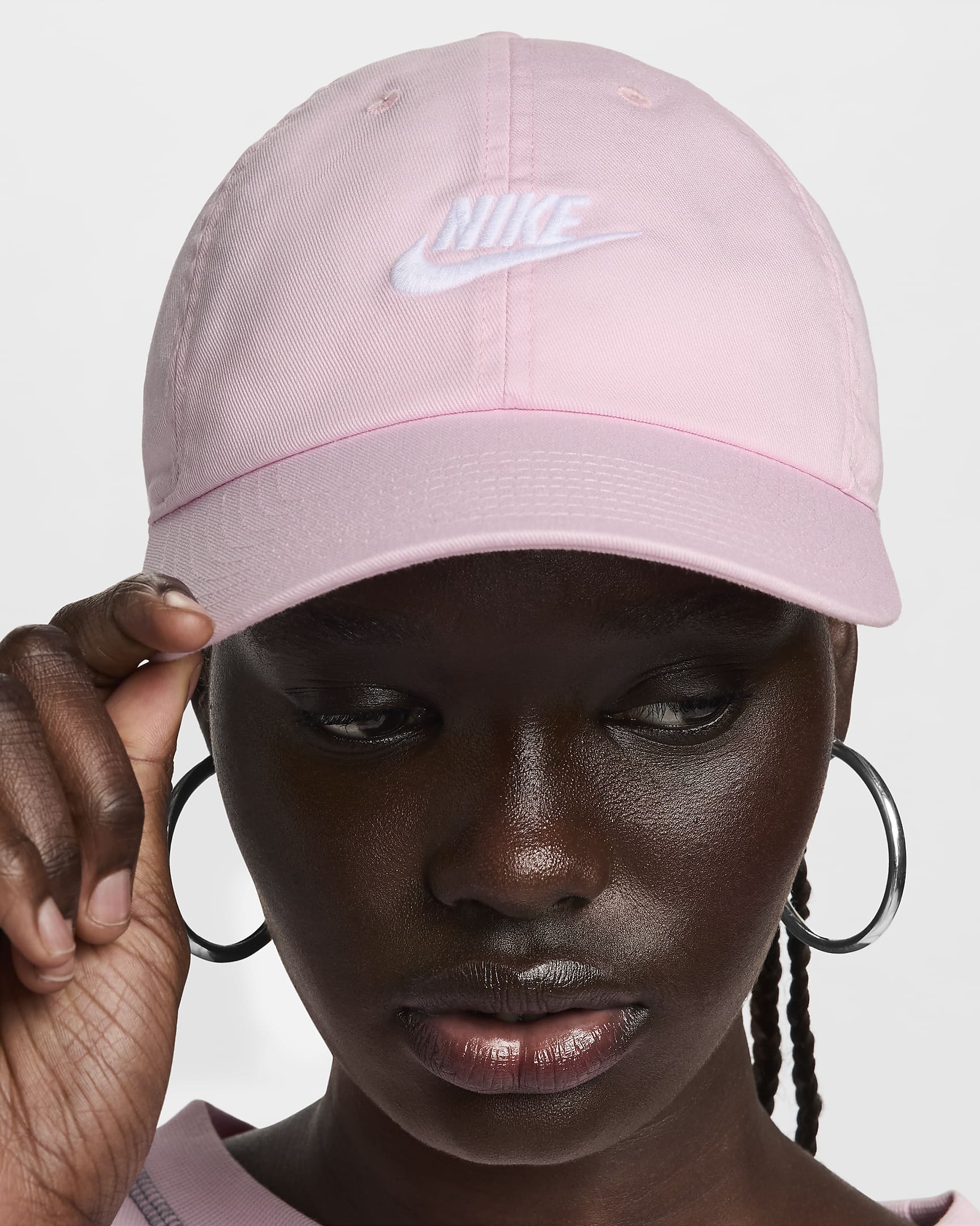 Boné com efeito lavado não estruturado Futura Nike Club - Rosa Foam/Branco