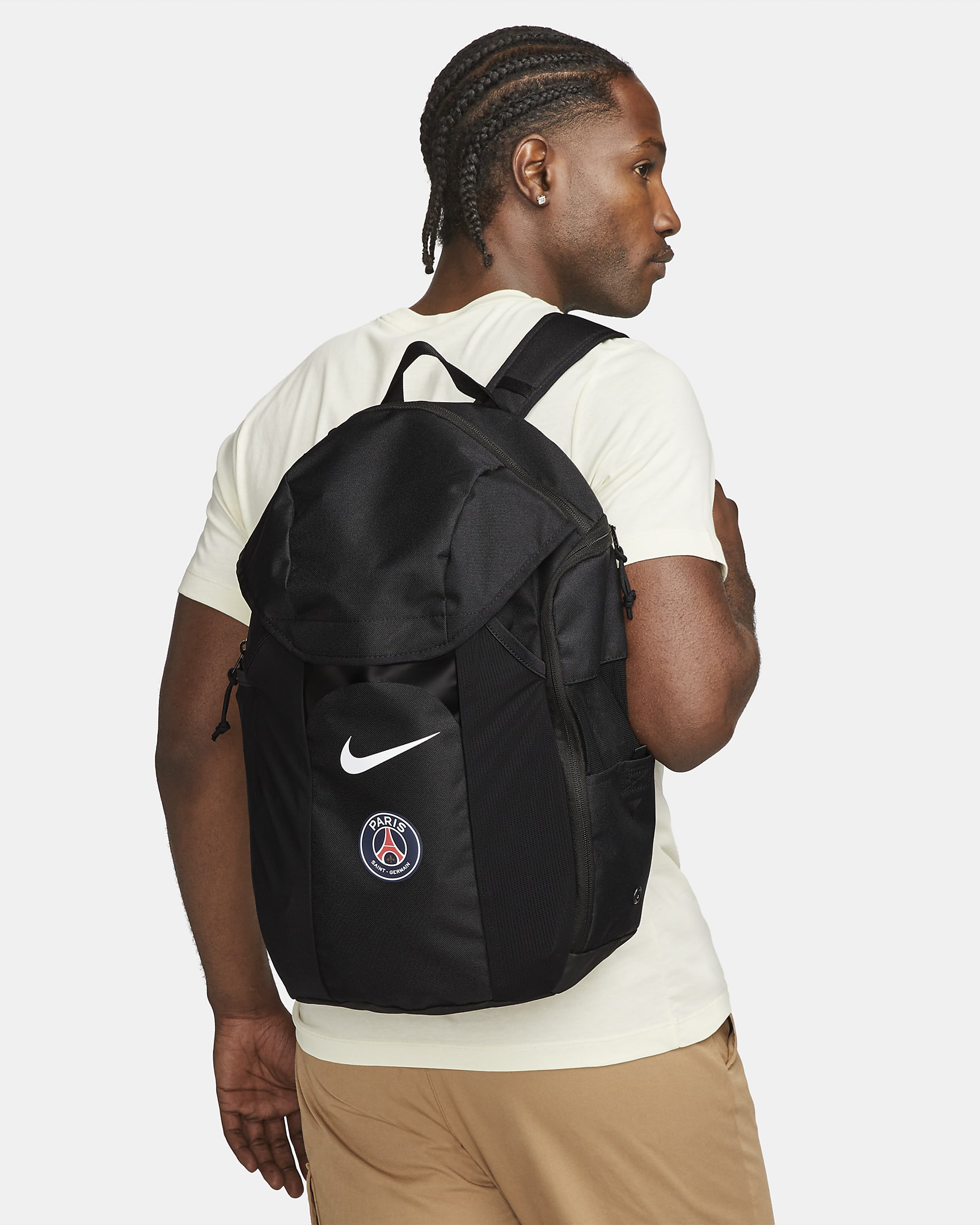 Paris Saint-Germain Academy Football Backpack (30L) - Black/Black/White