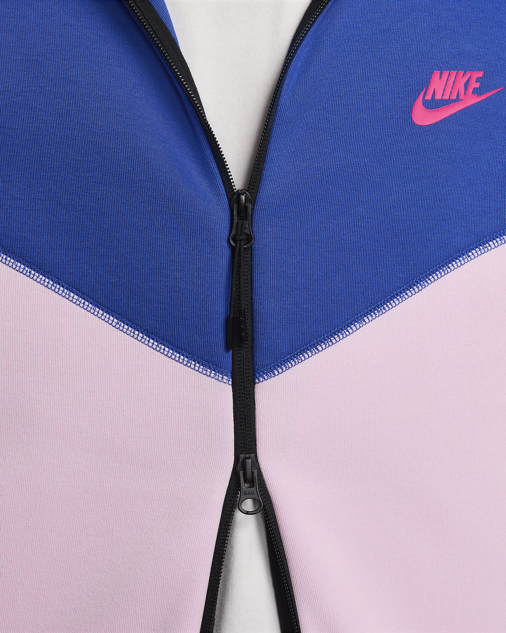 Hoodie com fecho completo Nike Sportswear Tech Fleece Windrunner para homem - Game Royal/Rosa Foam/Azul Royal intenso/Rosa Hyper