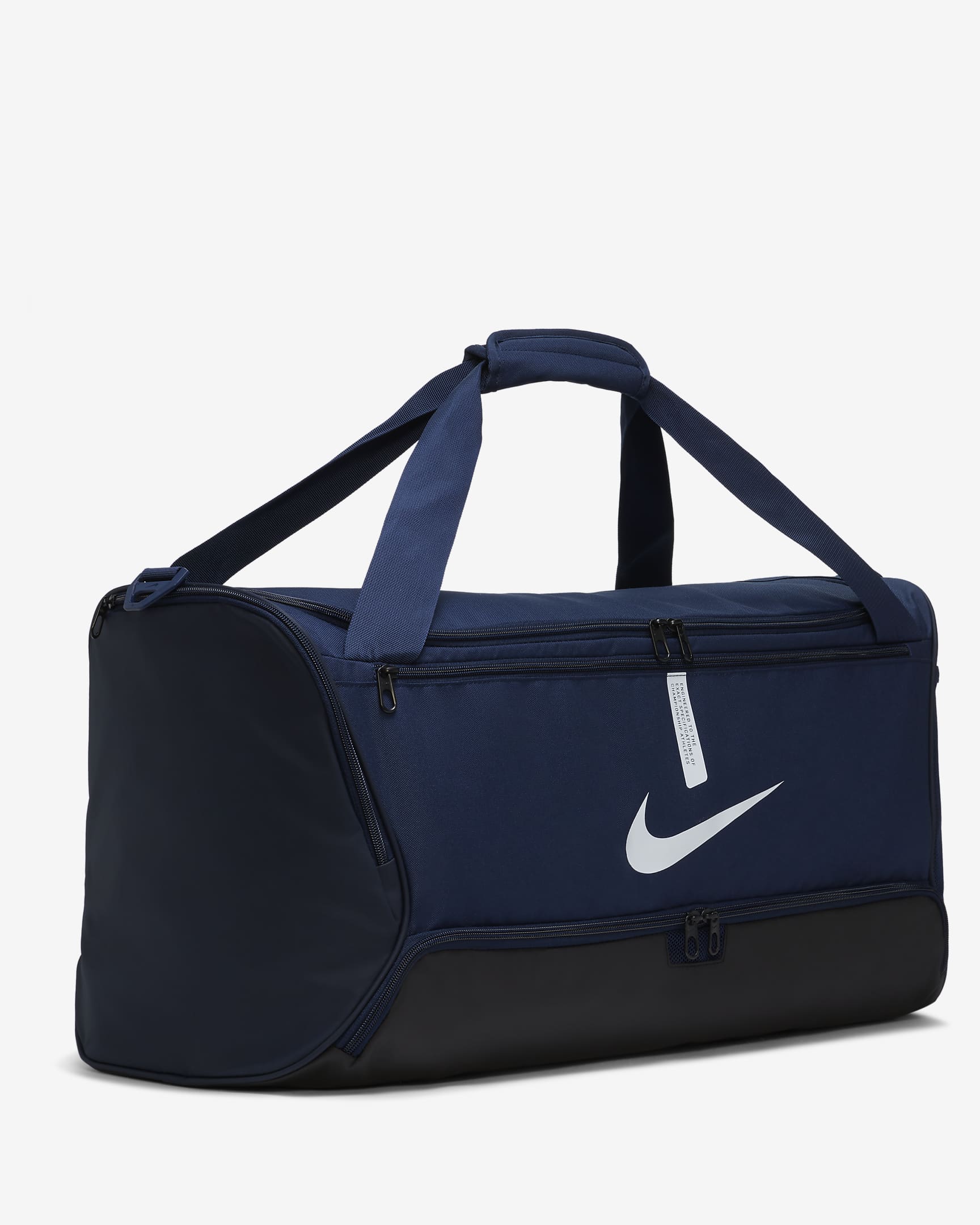 Nike Academy Team-sportstaske til fodbold (medium, 60 liter) - Midnight Navy/sort/hvid