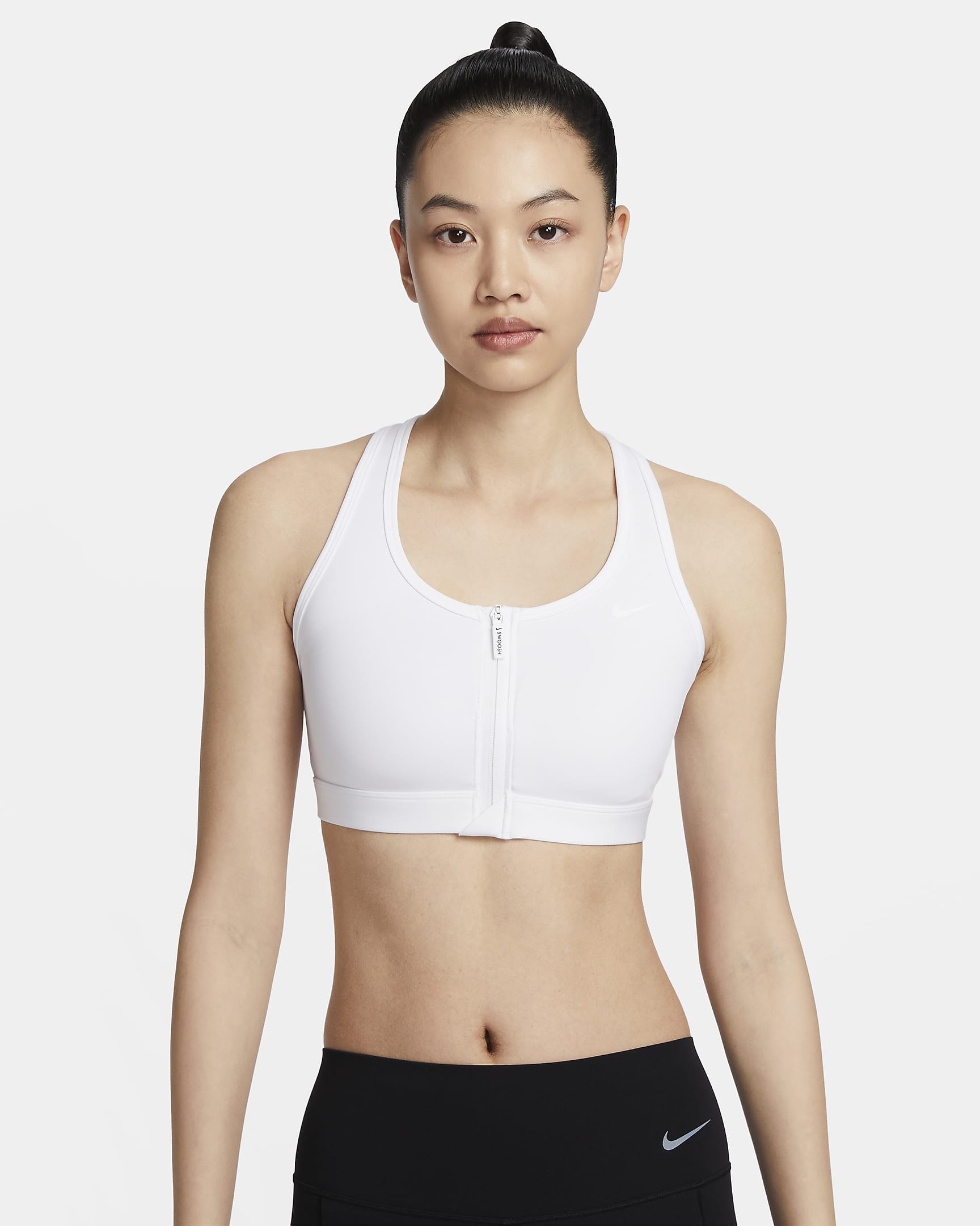 Nike Swoosh Front Zip Women's Medium-Support Padded Sports Bra - White/Stone Mauve/White