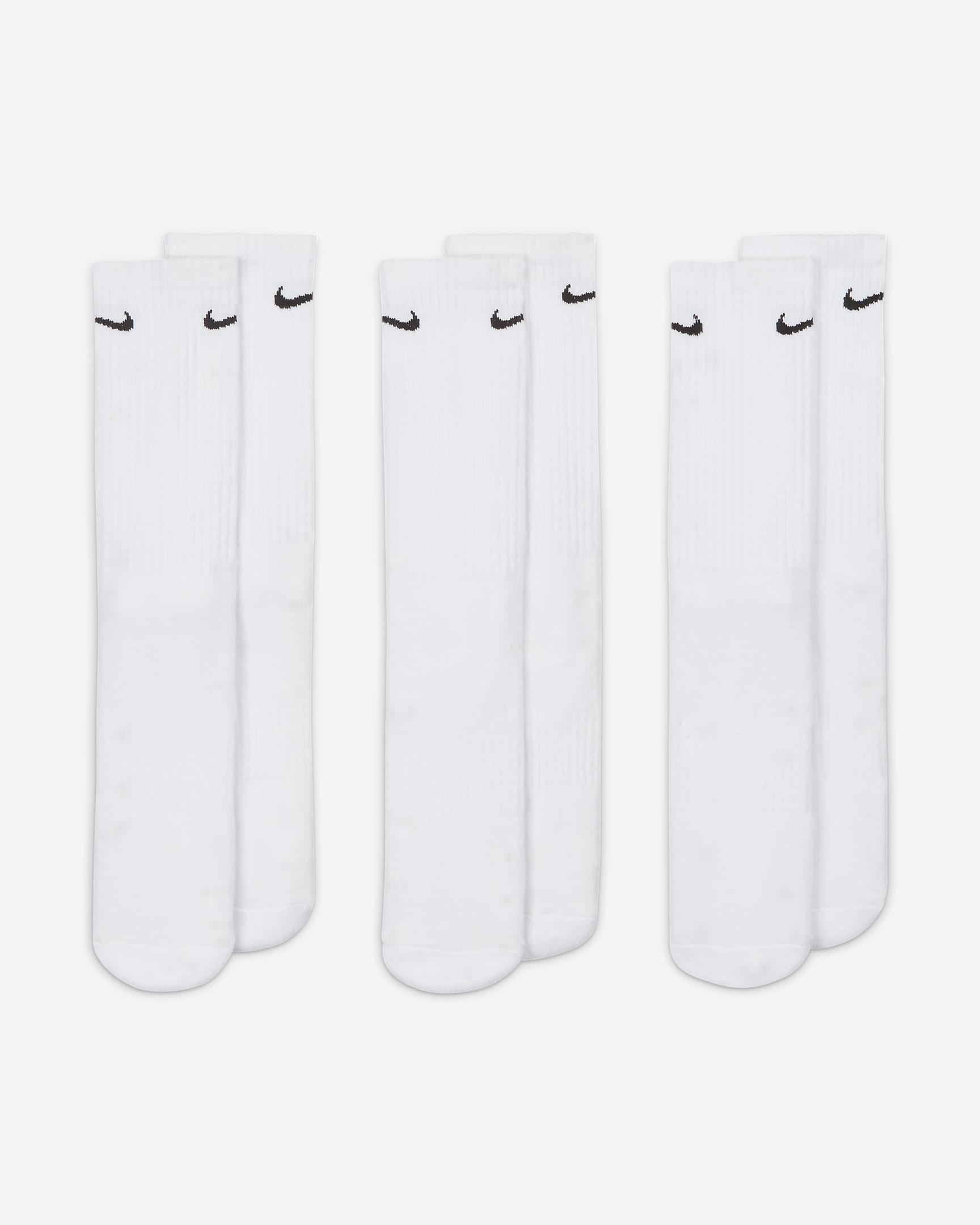 Nike Everyday Cushioned Crew-Trainingssocken (3 Paar) - Weiß/Schwarz