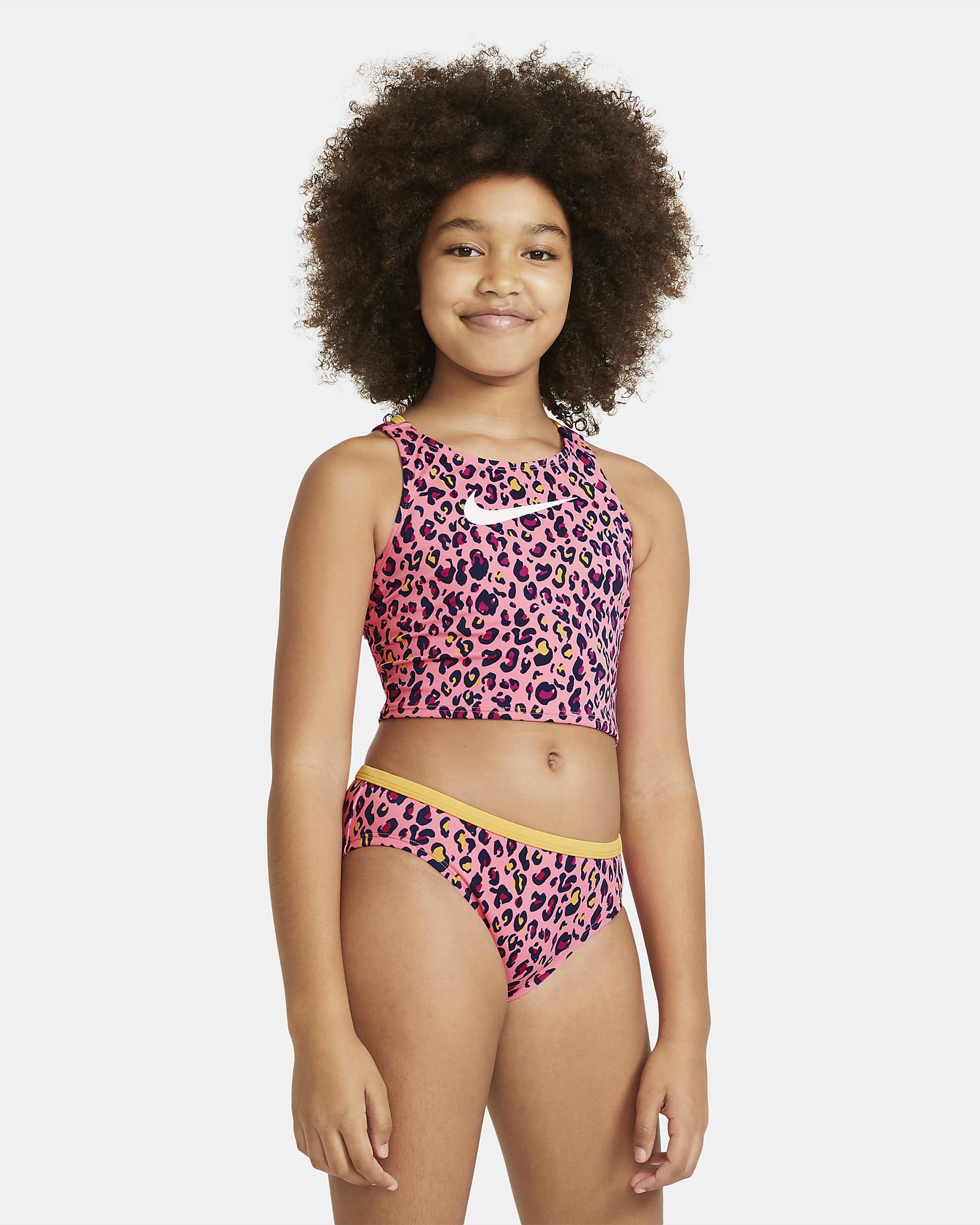 Nike Big Kids' (Girls') Spiderback Midkini Set - Sunset Pulse
