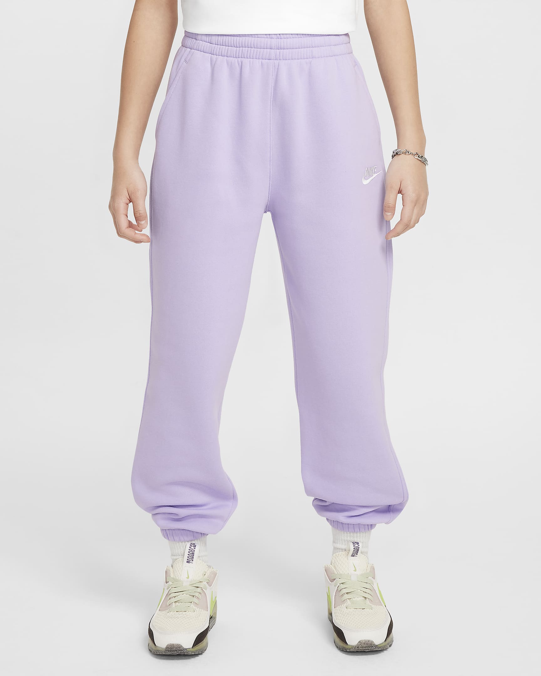 Pantalon ample Nike Sportswear Club Fleece pour ado - Hydrangeas/Hydrangeas/Blanc