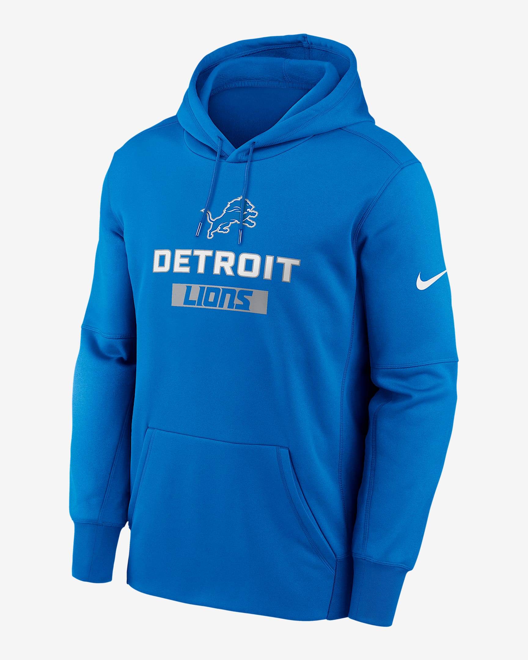 Detroit Lions Toss Sweep Men’s Nike Therma NFL Pullover Hoodie - Blue