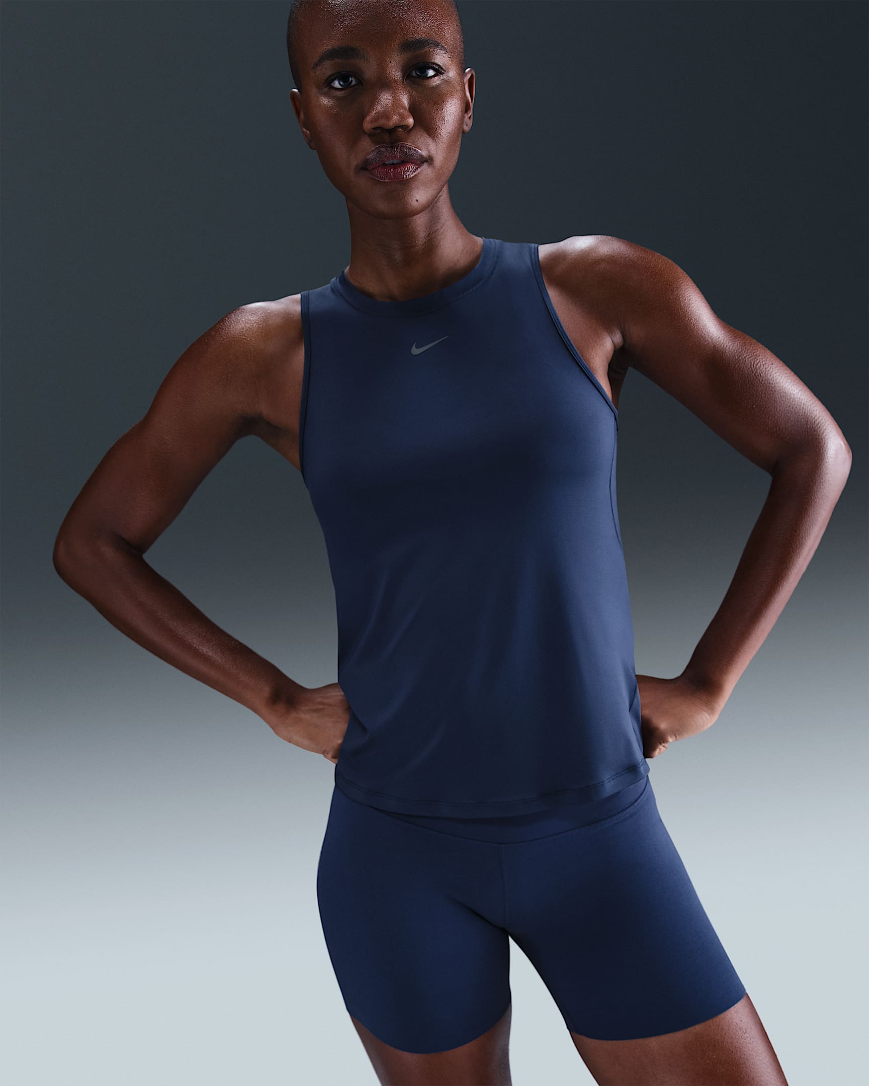 Nike One Classic Women's Dri-FIT Tank Top - Midnight Navy/White