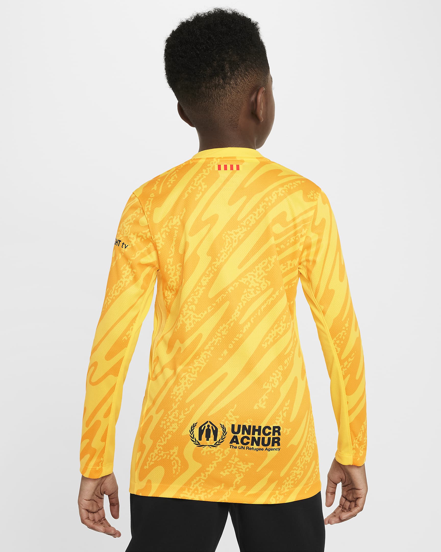 FC Barcelona 2024 Stadium Goalkeeper Big Kids' Nike Dri-FIT Soccer Replica Jersey - Tour Yellow/Tour Yellow/University Gold/Black