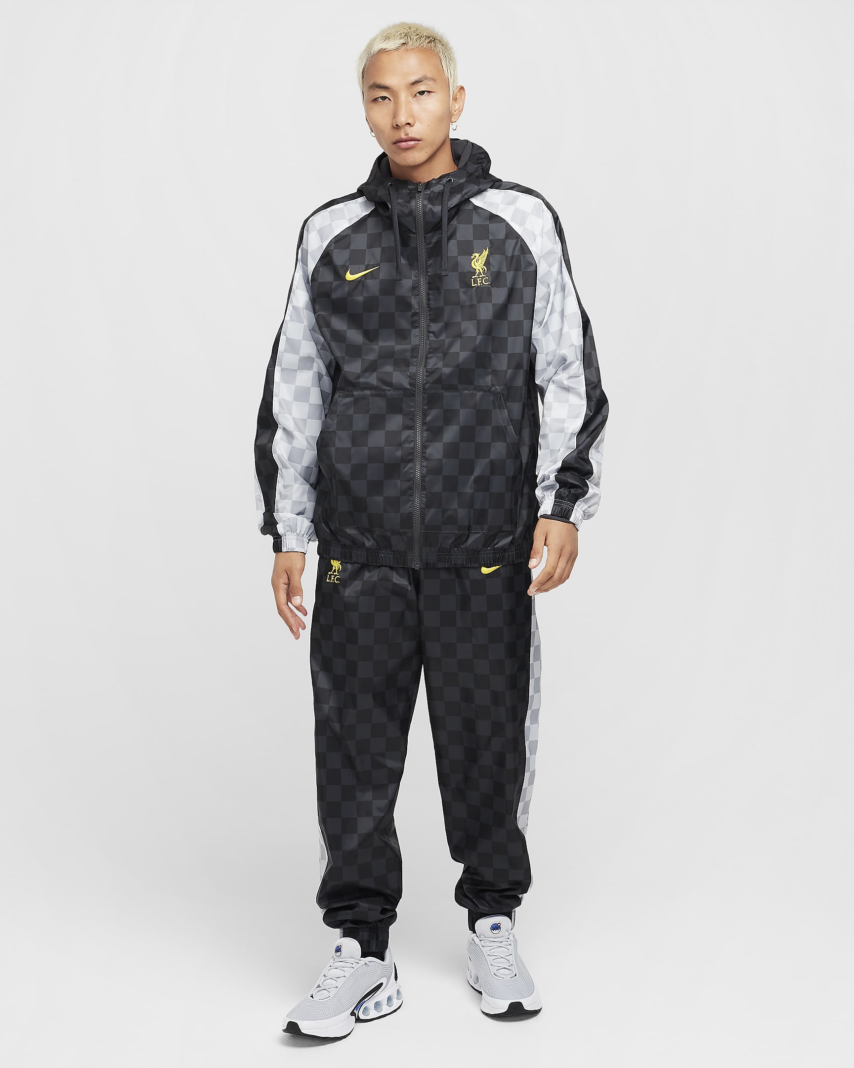 Liverpool F.C. Third Men's Nike Football Hooded Woven Tracksuit - Dark Smoke Grey/Pure Platinum/Chrome Yellow