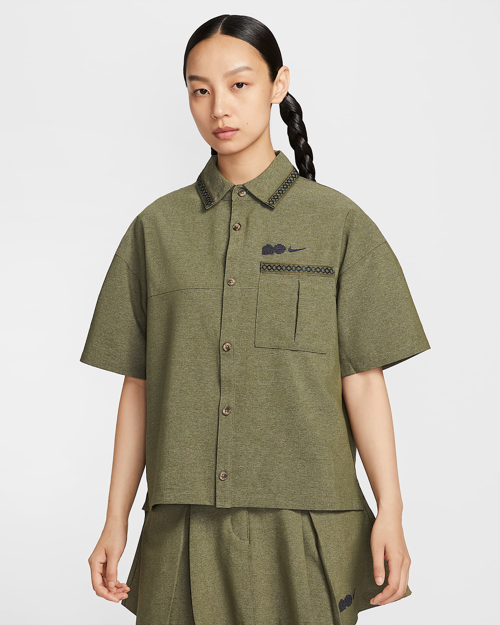 Naomi Osaka Oversized Short-Sleeve Top - Medium Olive/Blackened Blue