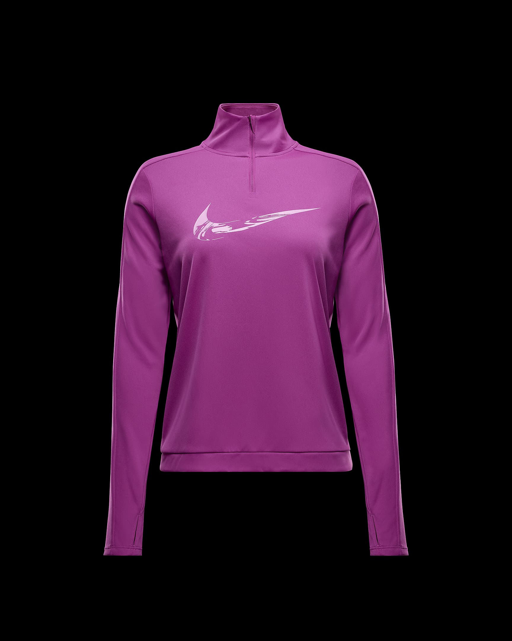 Vêtement deuxième couche de running Dri-FIT à 1/4 de zip Nike Swoosh pour femme - Hot Fuchsia/Light Wild Mango