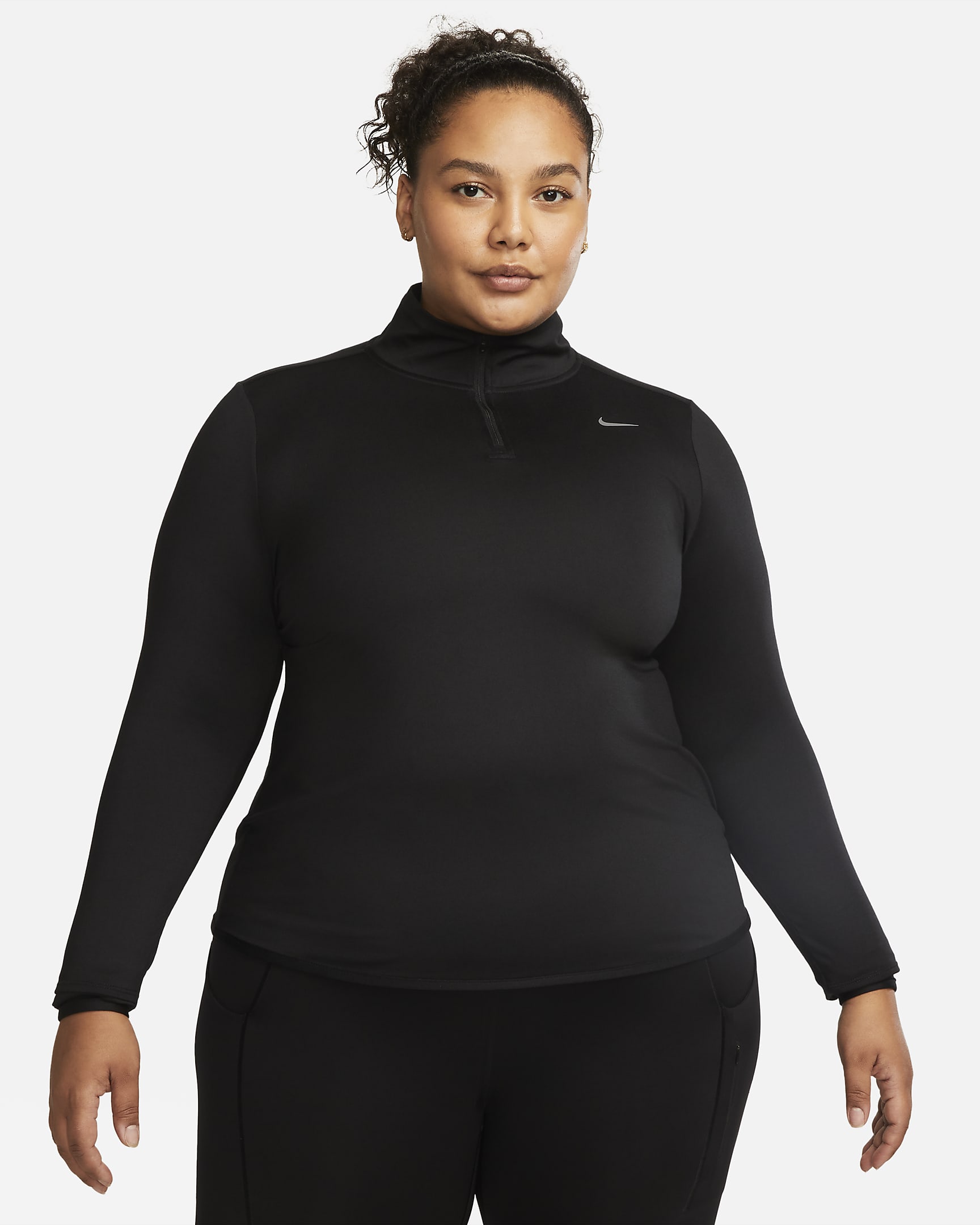 Nike Dri-FIT Swift UV Women's 1/4-Zip Running Top (Plus Size) - Black