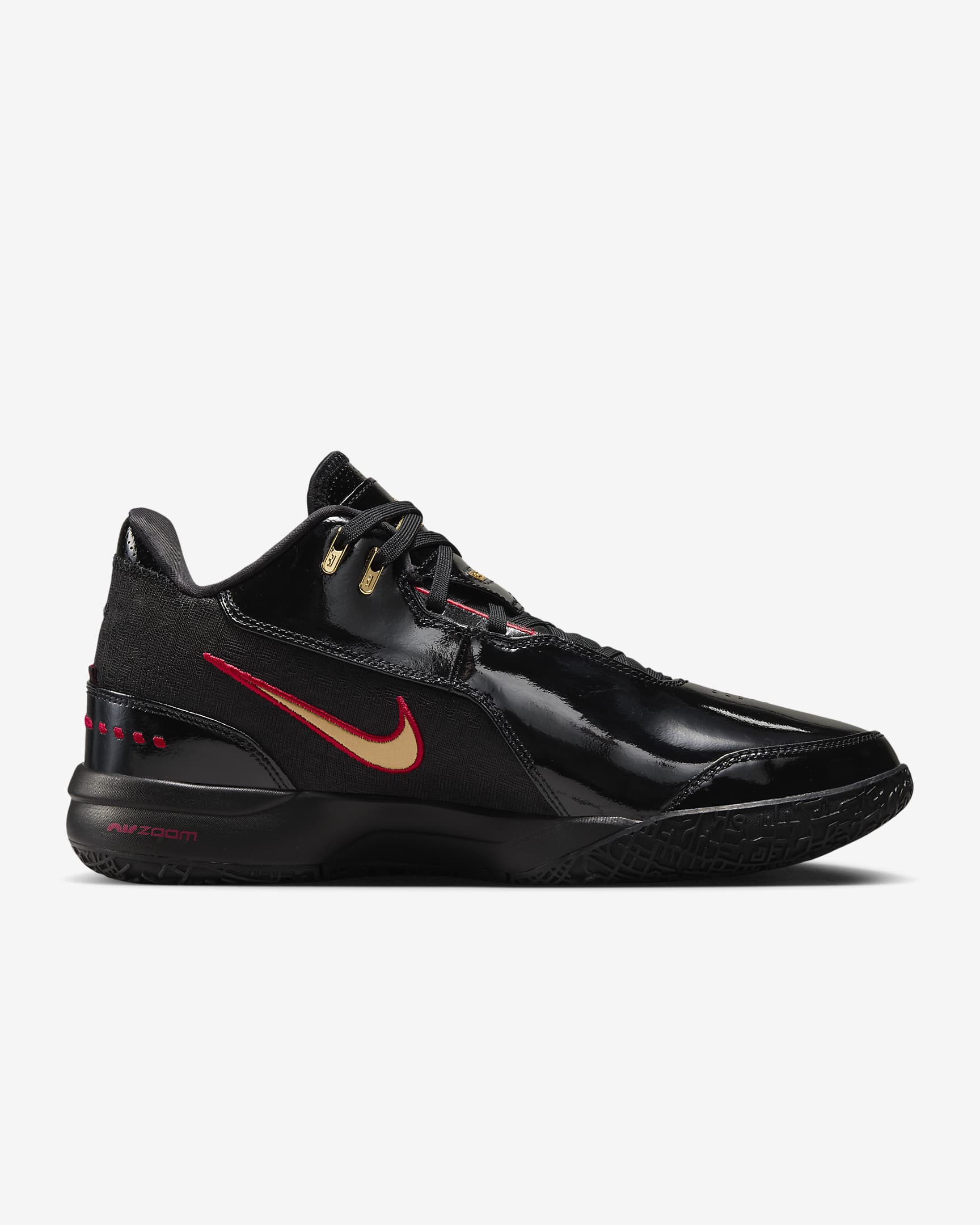 LeBron NXXT Gen AMPD Basketball Shoes - Black/University Red/Metallic Gold