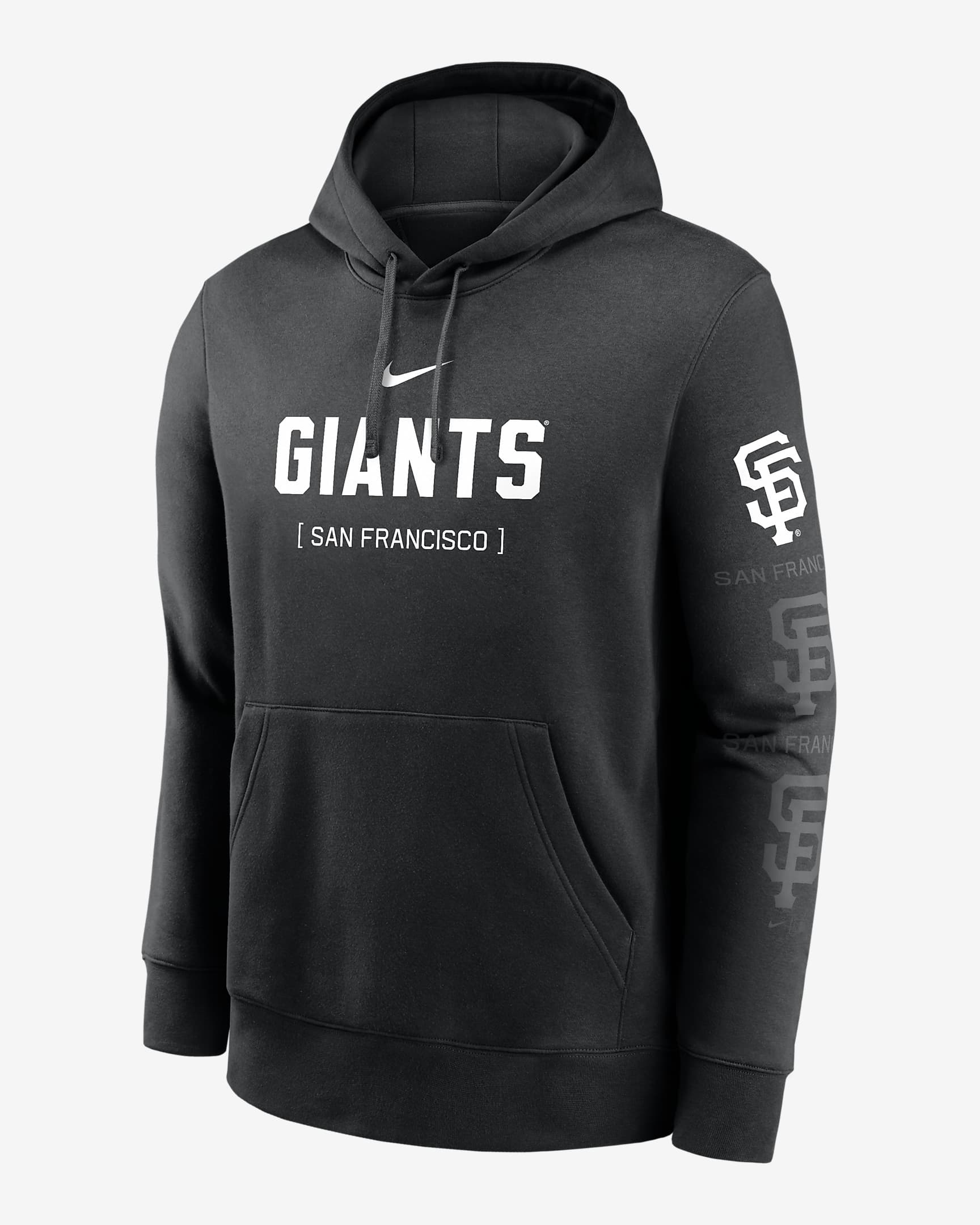 San Francisco Giants Fashion Club Men's Nike MLB Pullover Hoodie - Black