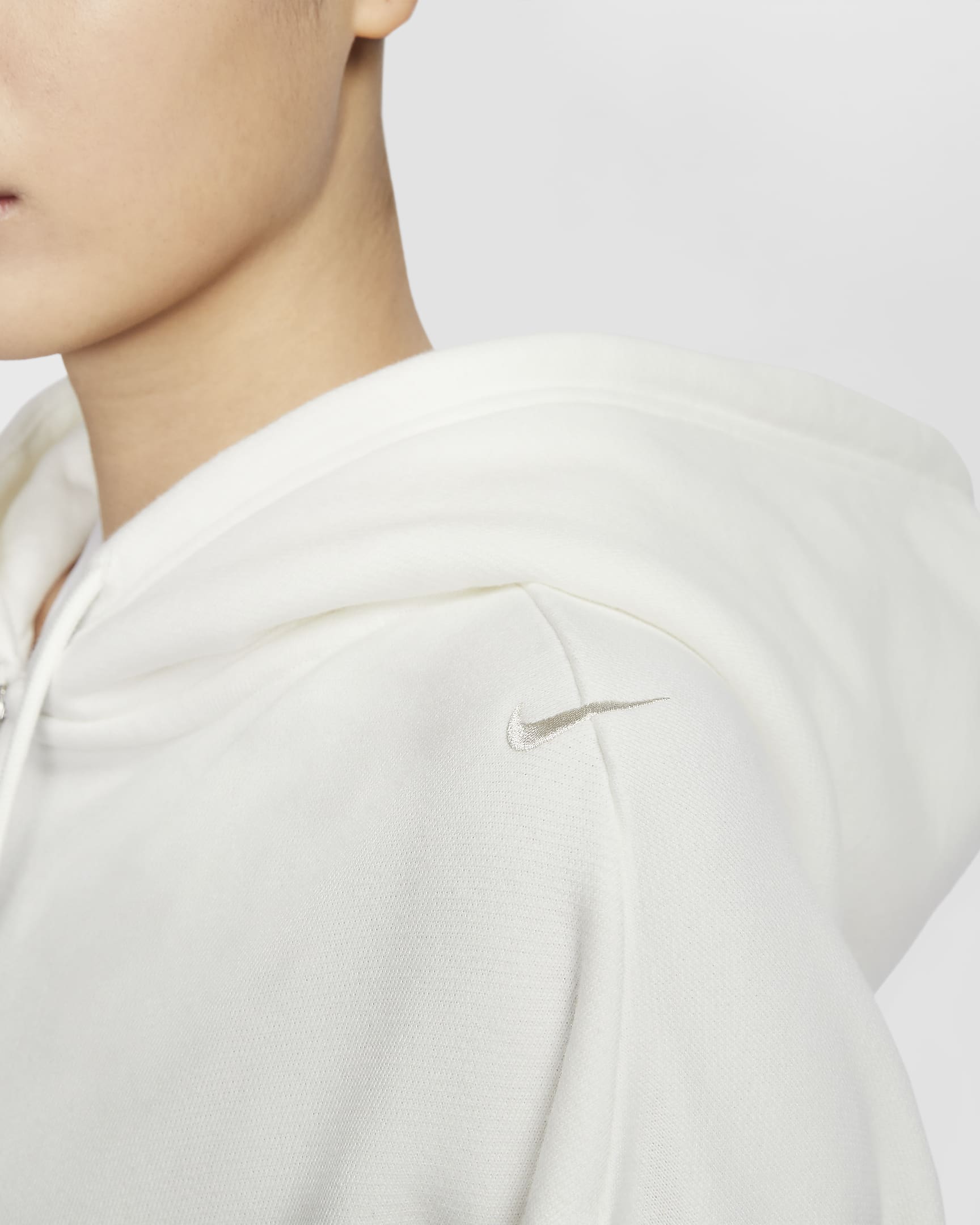 เสื้อมีฮู้ดซิปยาวผ้าเฟรนช์เทรีขนาดโอเวอร์ไซส์ผู้หญิง Nike Sportswear - Sail/Light Orewood Brown