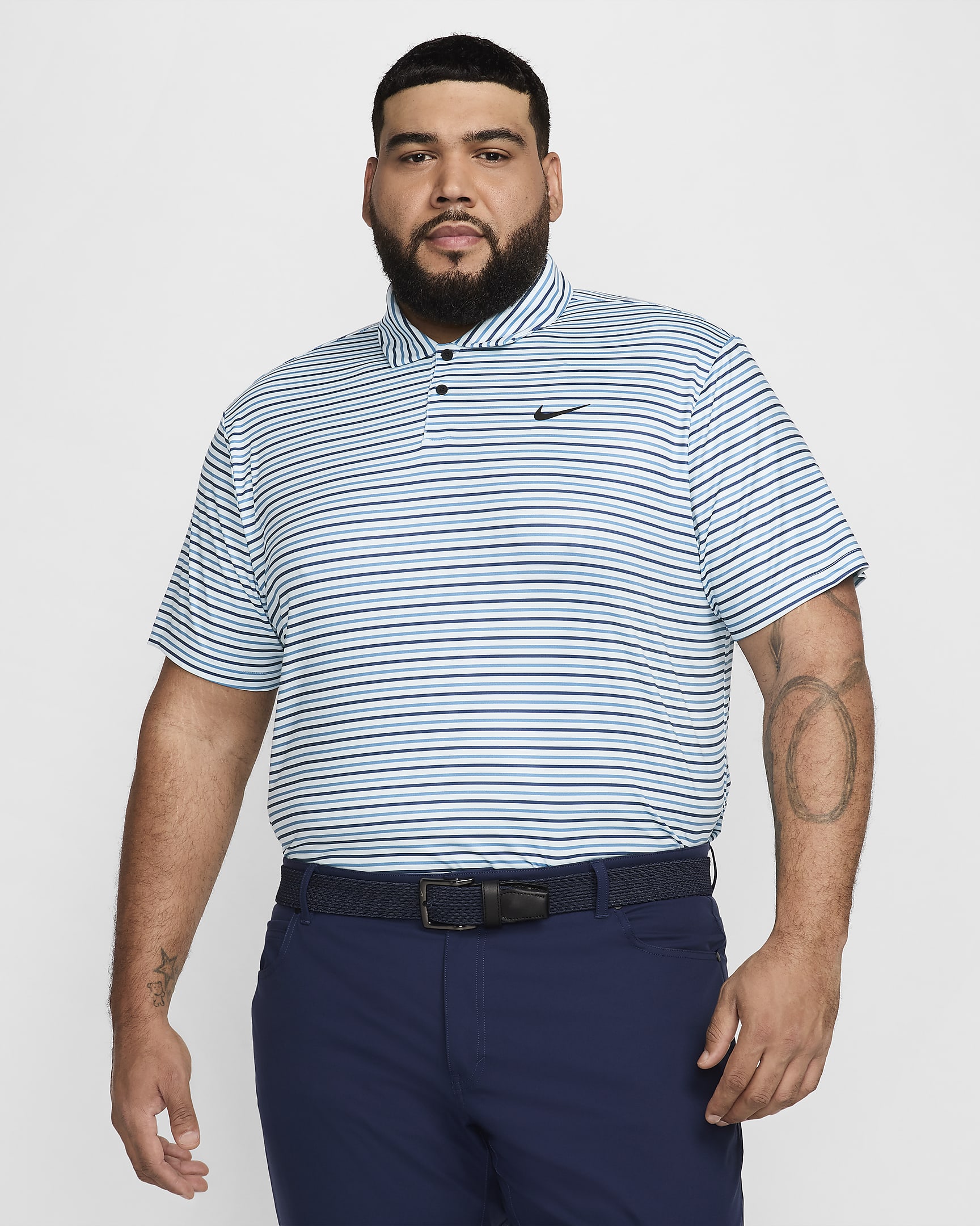 Polo de golf a rayas Dri-FIT para hombre Nike Tour - Azul glacial/Negro