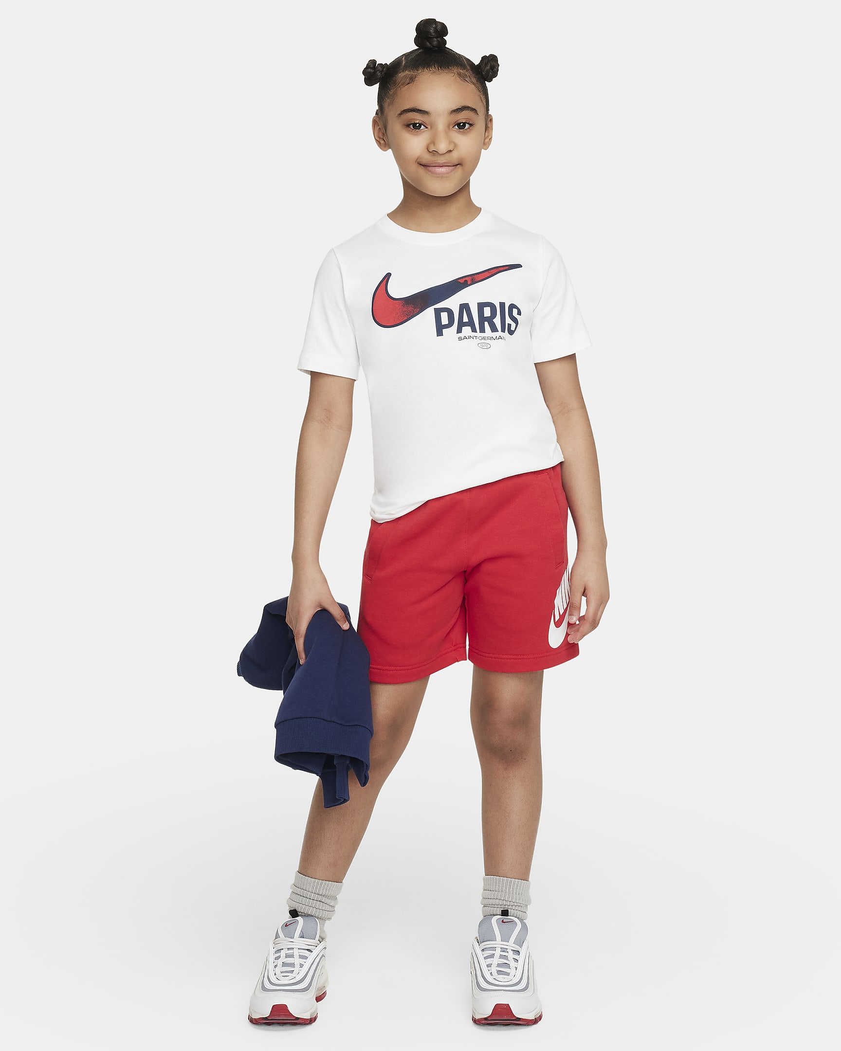 Paris Saint-Germain Swoosh Older Kids' Nike Football T-Shirt - White