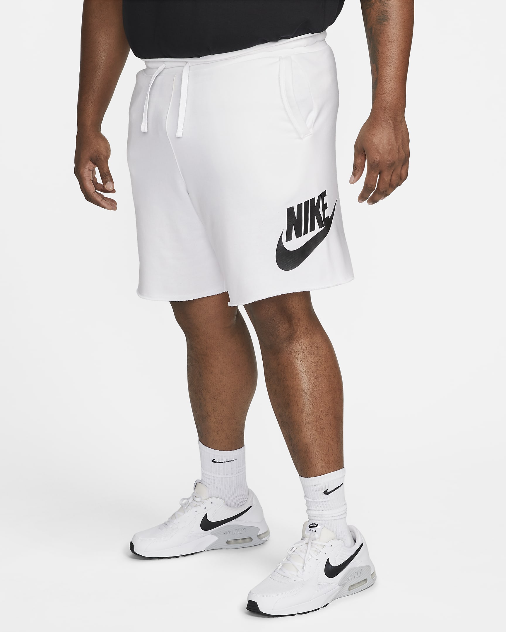 Nike Club Alumni Men's French Terry Shorts - White/White/Black