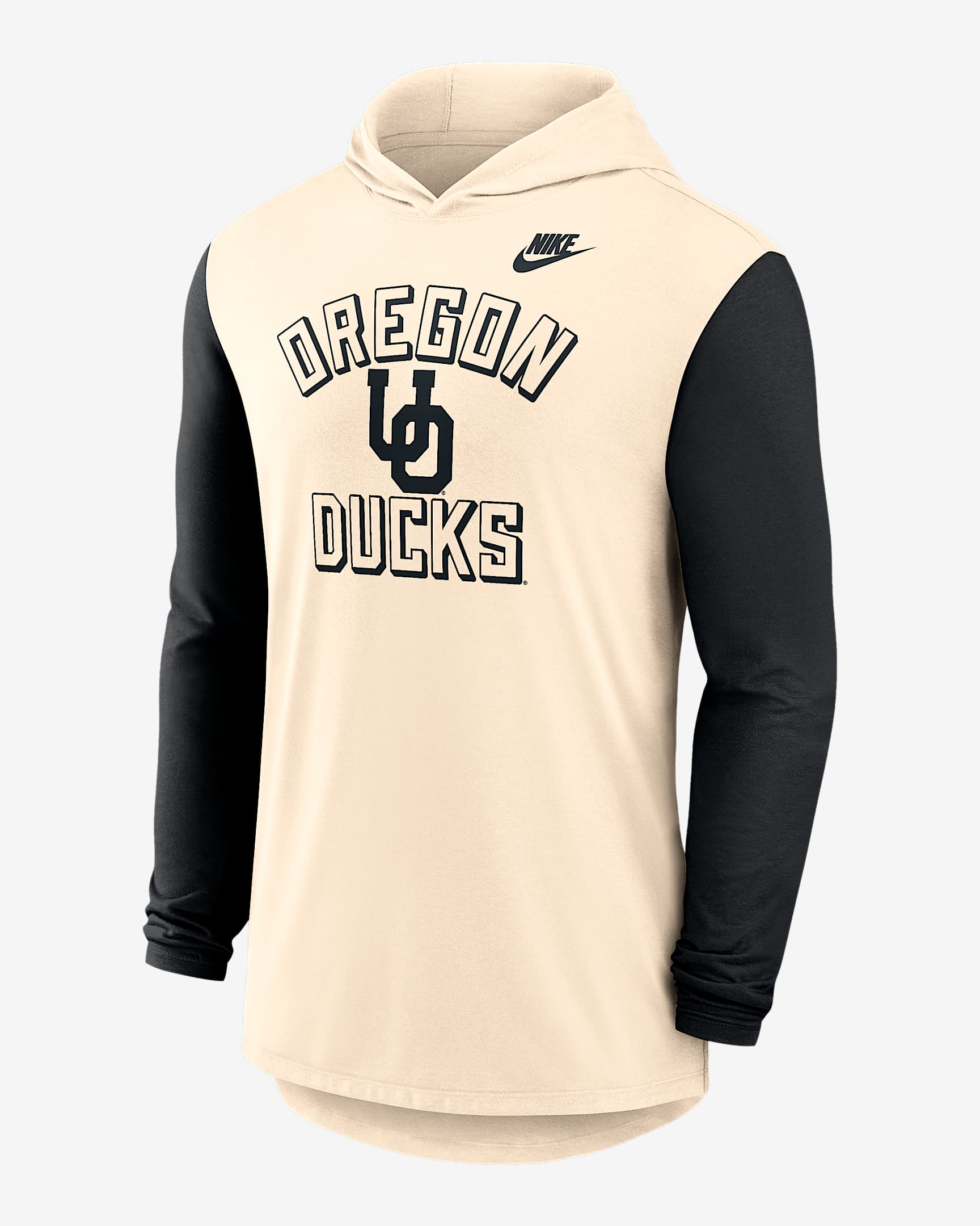 Oregon Legacy Men's Nike Dri-FIT College Long-Sleeve Hooded T-Shirt - Natural