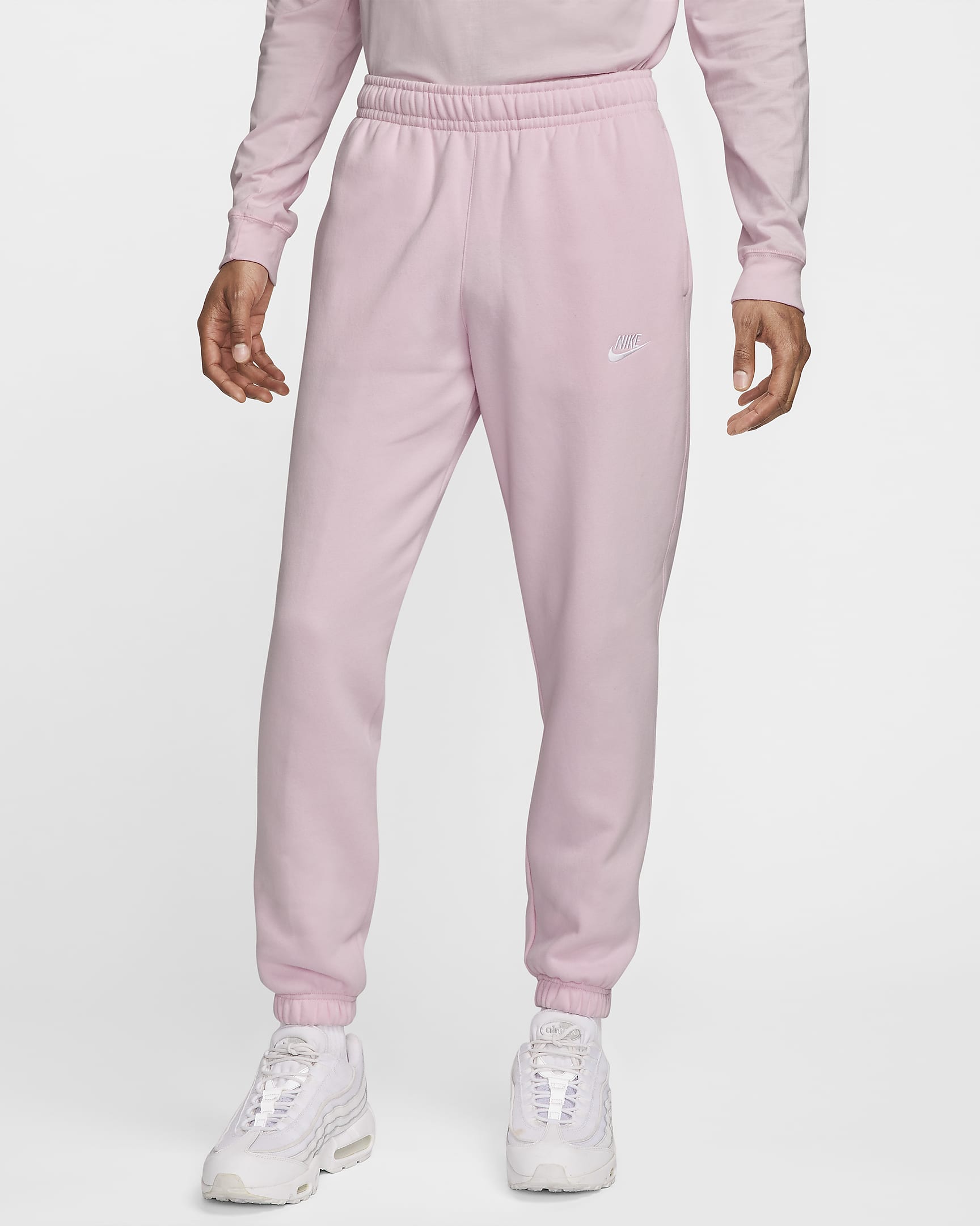 Pantalon Nike Sportswear Club Fleece pour Homme - Pink Foam/Pink Foam/Blanc