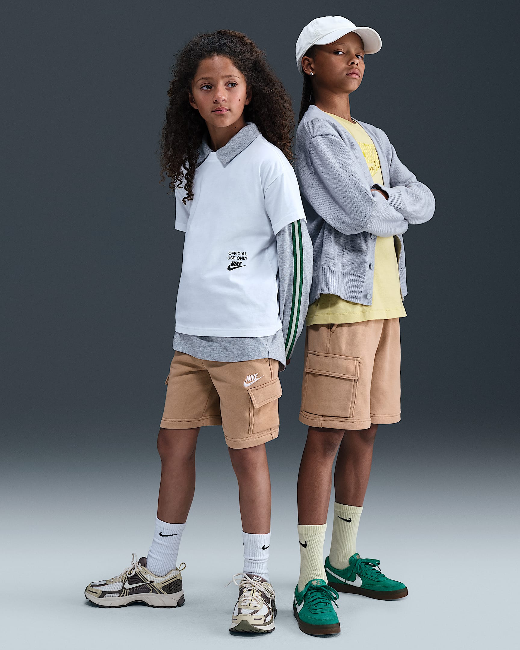 Nike Sportswear Club Big Kids' French Terry Cargo Shorts - Hemp/Hemp/White