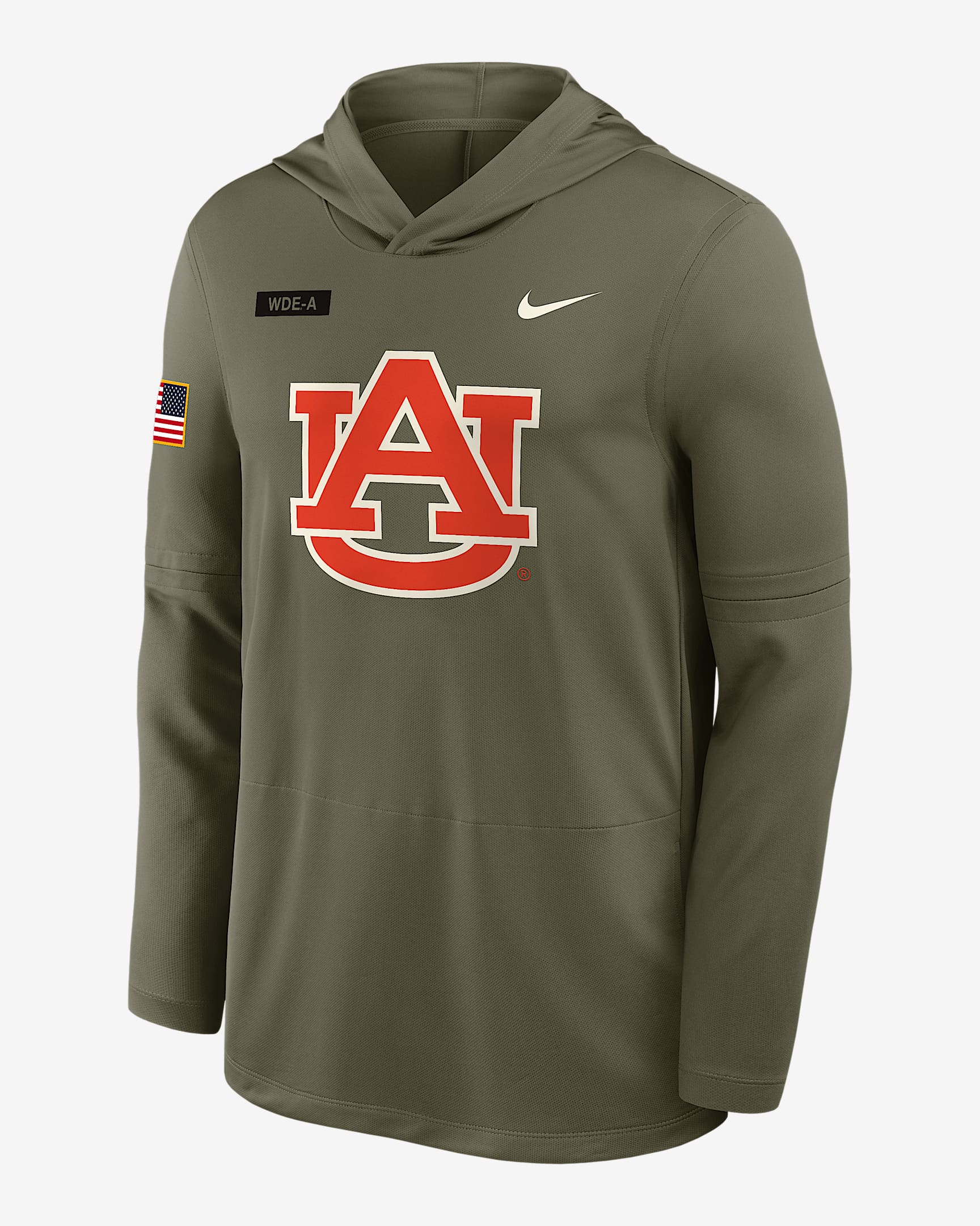 Auburn 2025 Military Appreciation Men's Nike Dri-FIT College Long-Sleeve Hooded Top - Olive