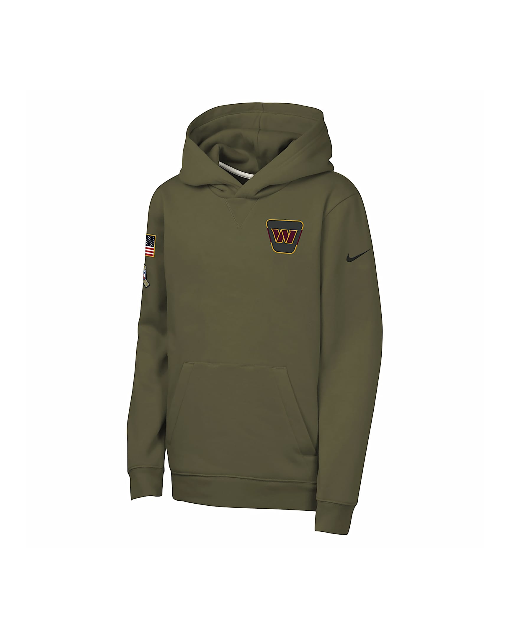 Nike Club Fleece (NFL Washington Commanders) Big Kids' "Salute to Service" Pullover Hoodie - Olive