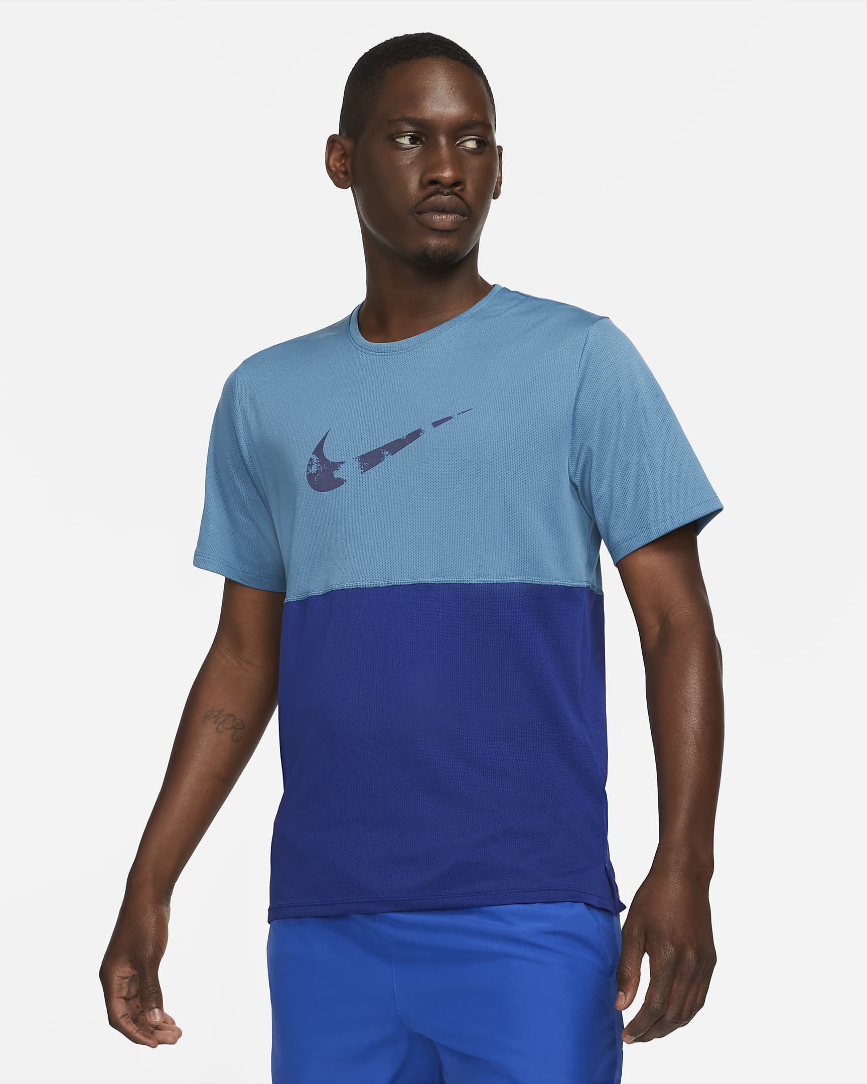 Nike Dri-FIT Run Wild Run 男款短袖圖樣跑步上衣 - Rift Blue/Deep Royal Blue/Blue Void