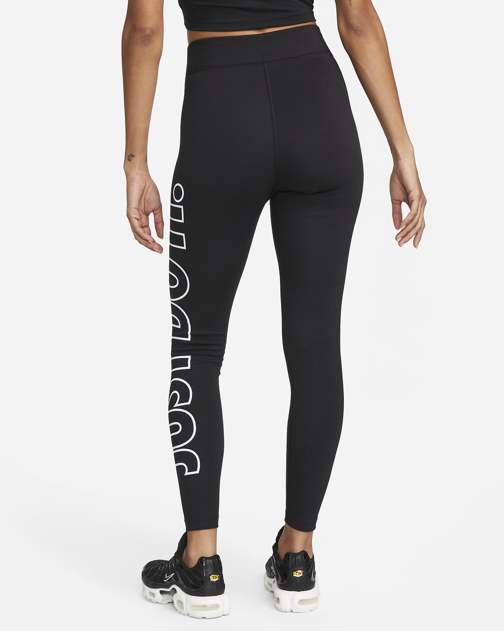 Leggings de tiro alto con gráficos para mujer Nike Sportswear Classics - Negro/Blanco