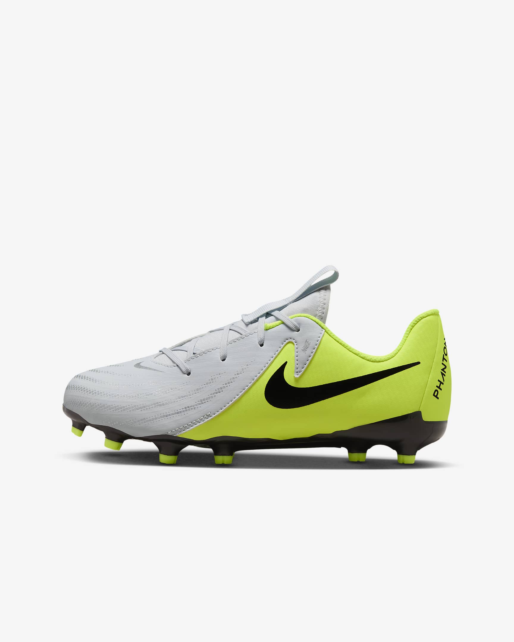 Nike Jr. Phantom GX 2 Academy Younger/Older Kids' MG Low-Top Football Boot - Metallic Silver/Volt/Black