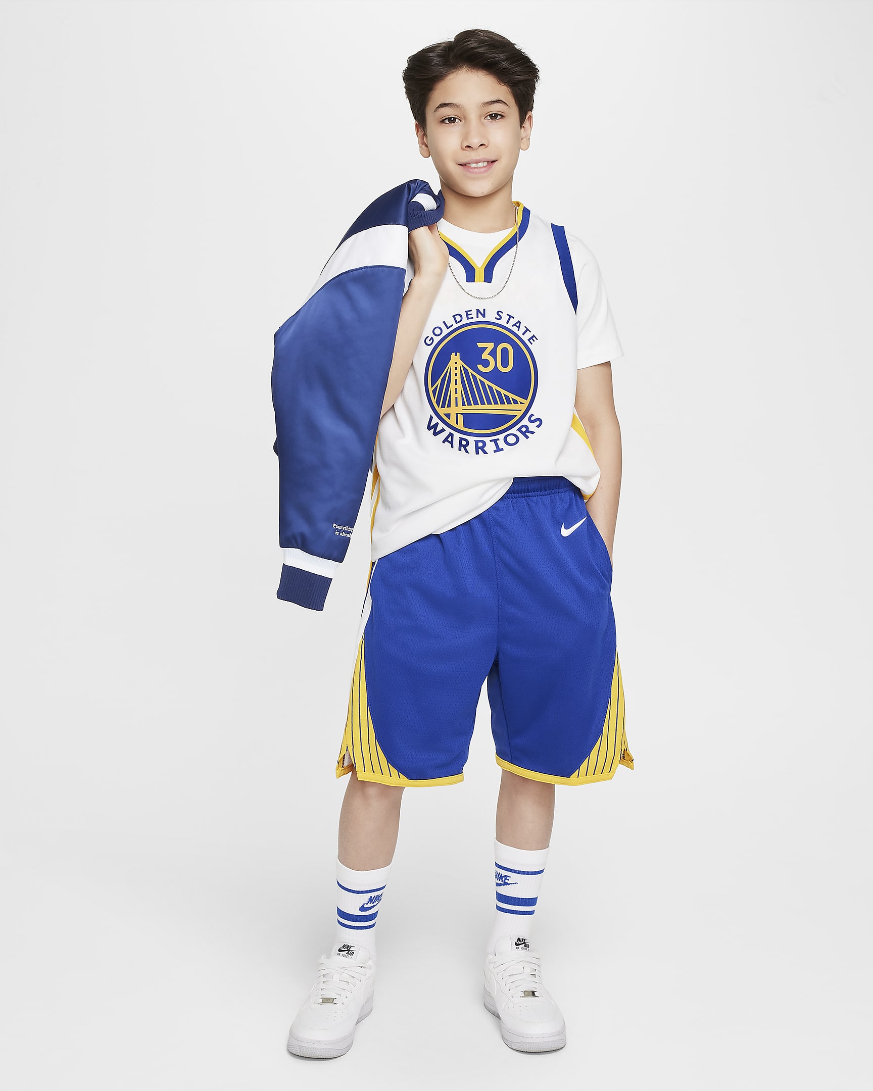 Golden State Warriors 2023/24 Icon Edition Older Kids' (Boys') Nike NBA Swingman Shorts - Rush Blue