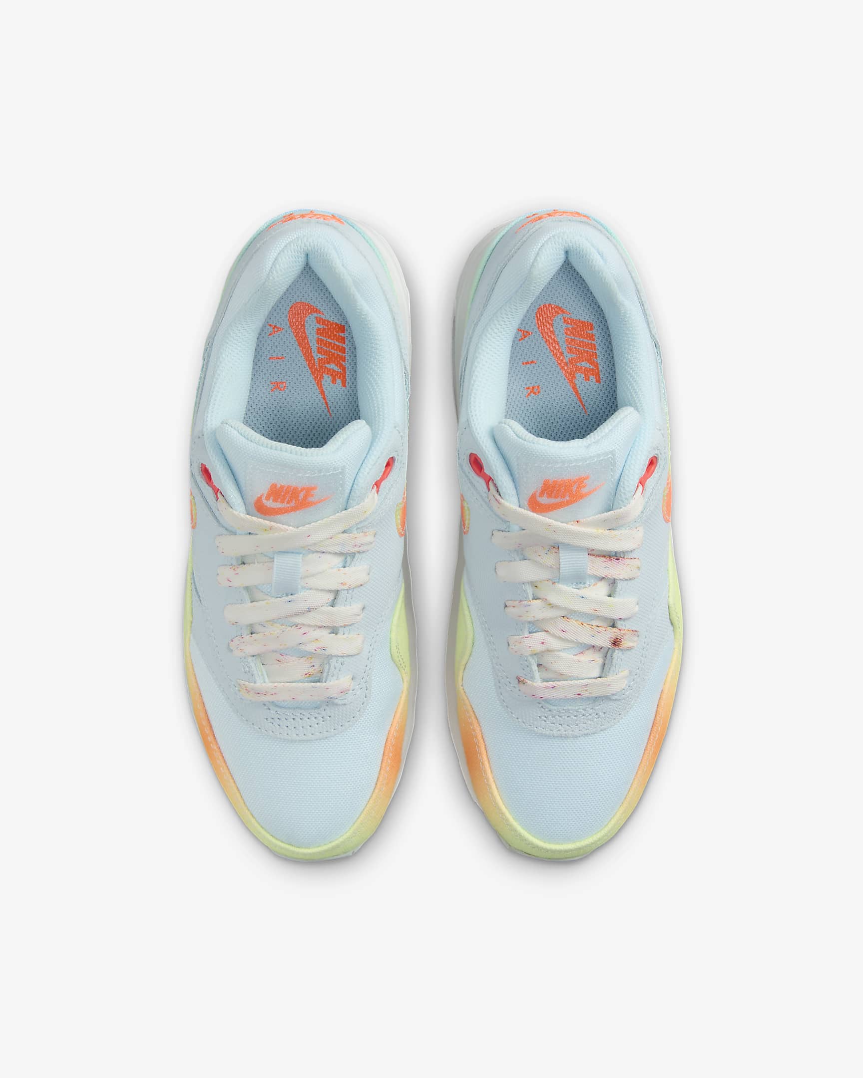 Nike Air Max 1 Older Kids' Shoes - Glacier Blue/White/Light Lemon Twist/Total Orange