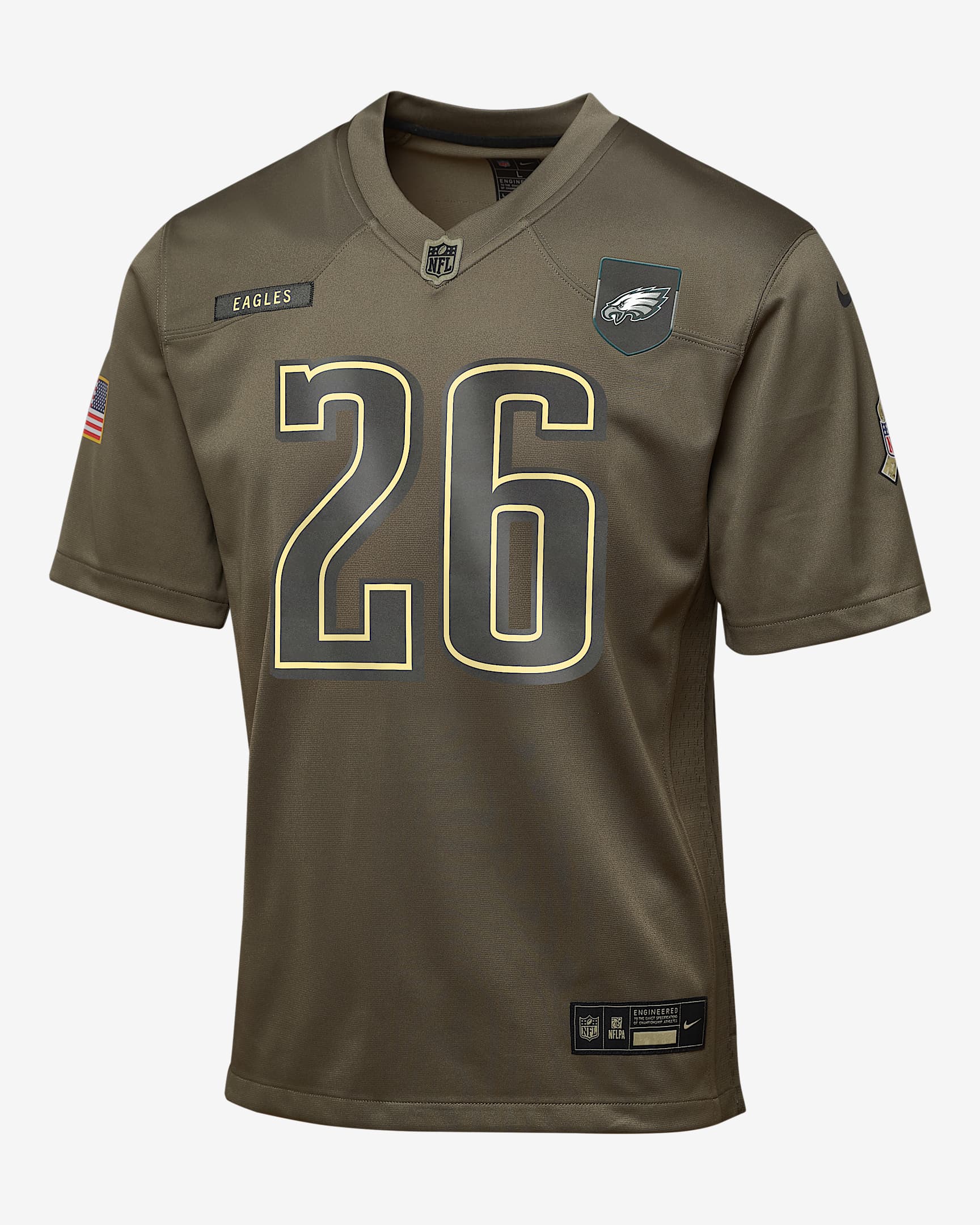 Saquon Barkley Philadelphia Eagles Salute to Service Big Kids’ Nike NFL Game Jersey - Olive