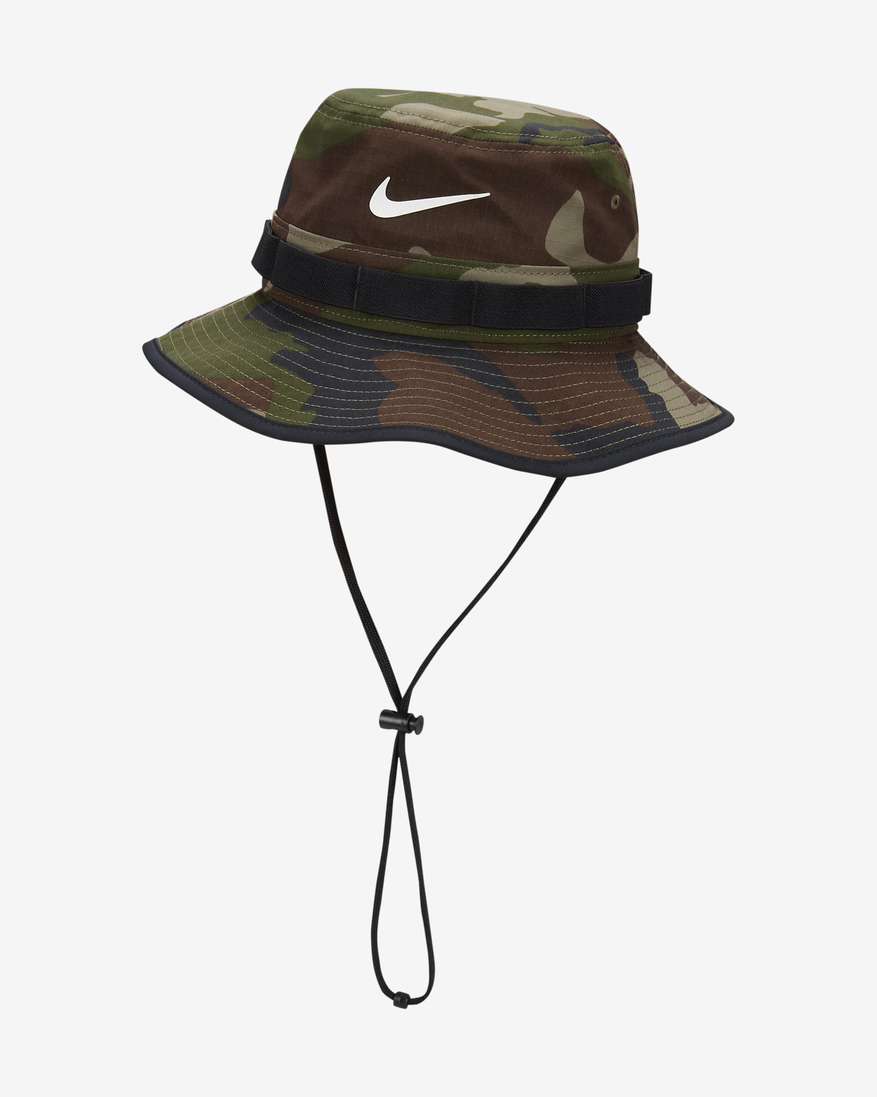 Nike Dri-FIT Apex Camo Print Bucket Hat - Medium Olive/Black/White