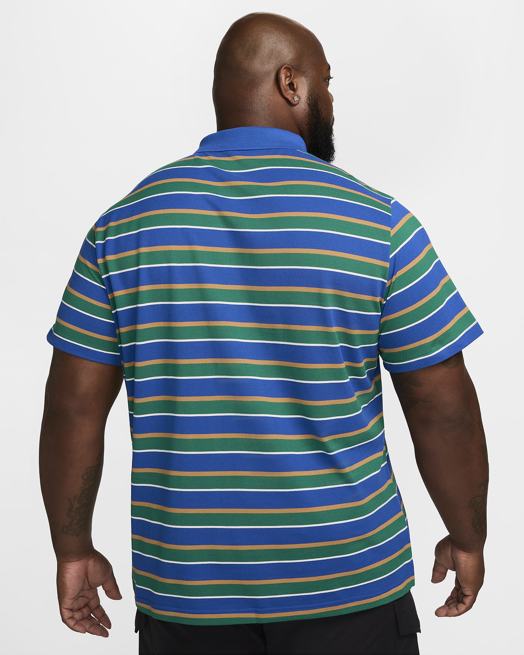 Nike Club Men's Striped Polo - Game Royal/White