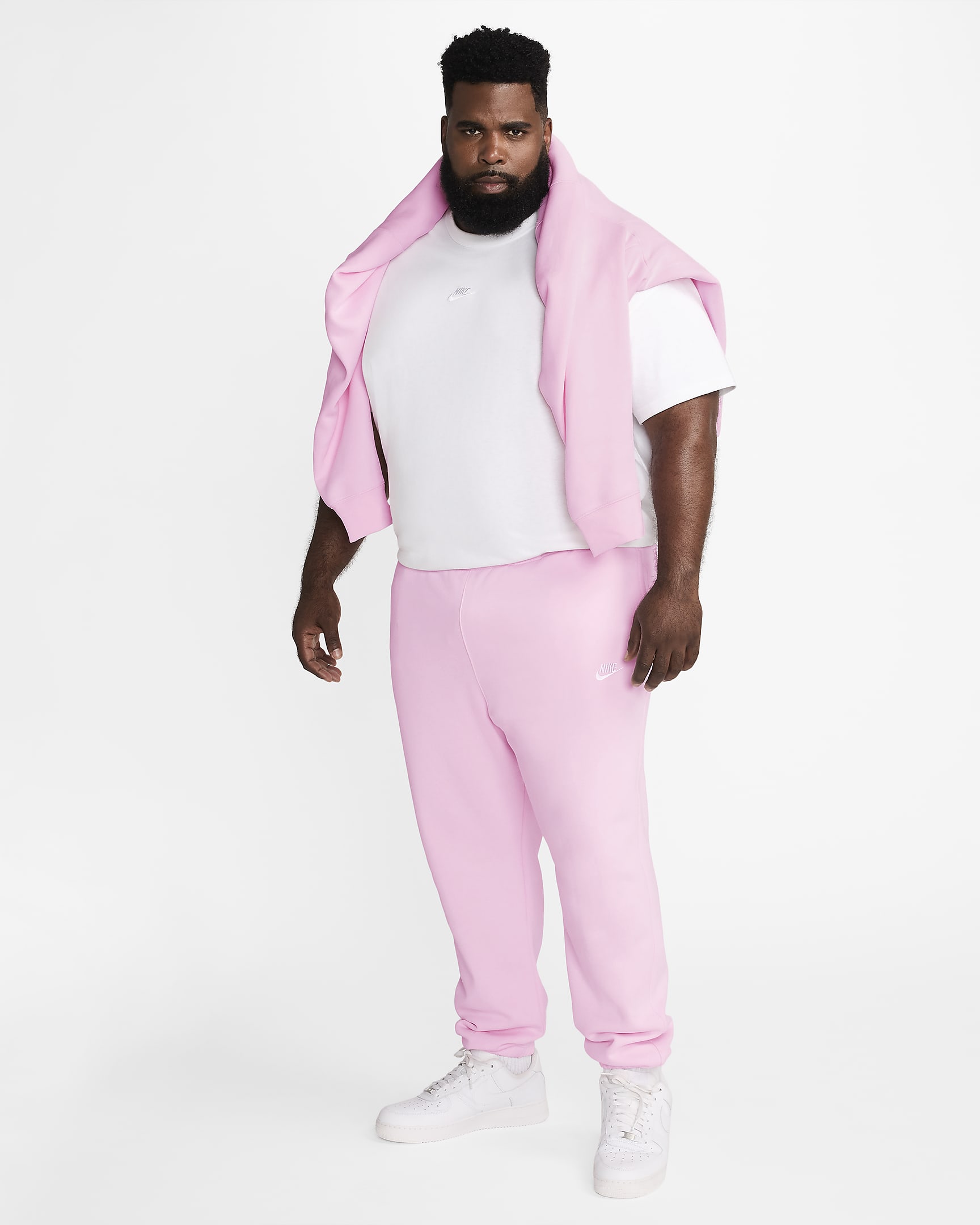 Pantalon Nike Sportswear Club Fleece pour Homme - Pink Foam/Pink Foam/Blanc