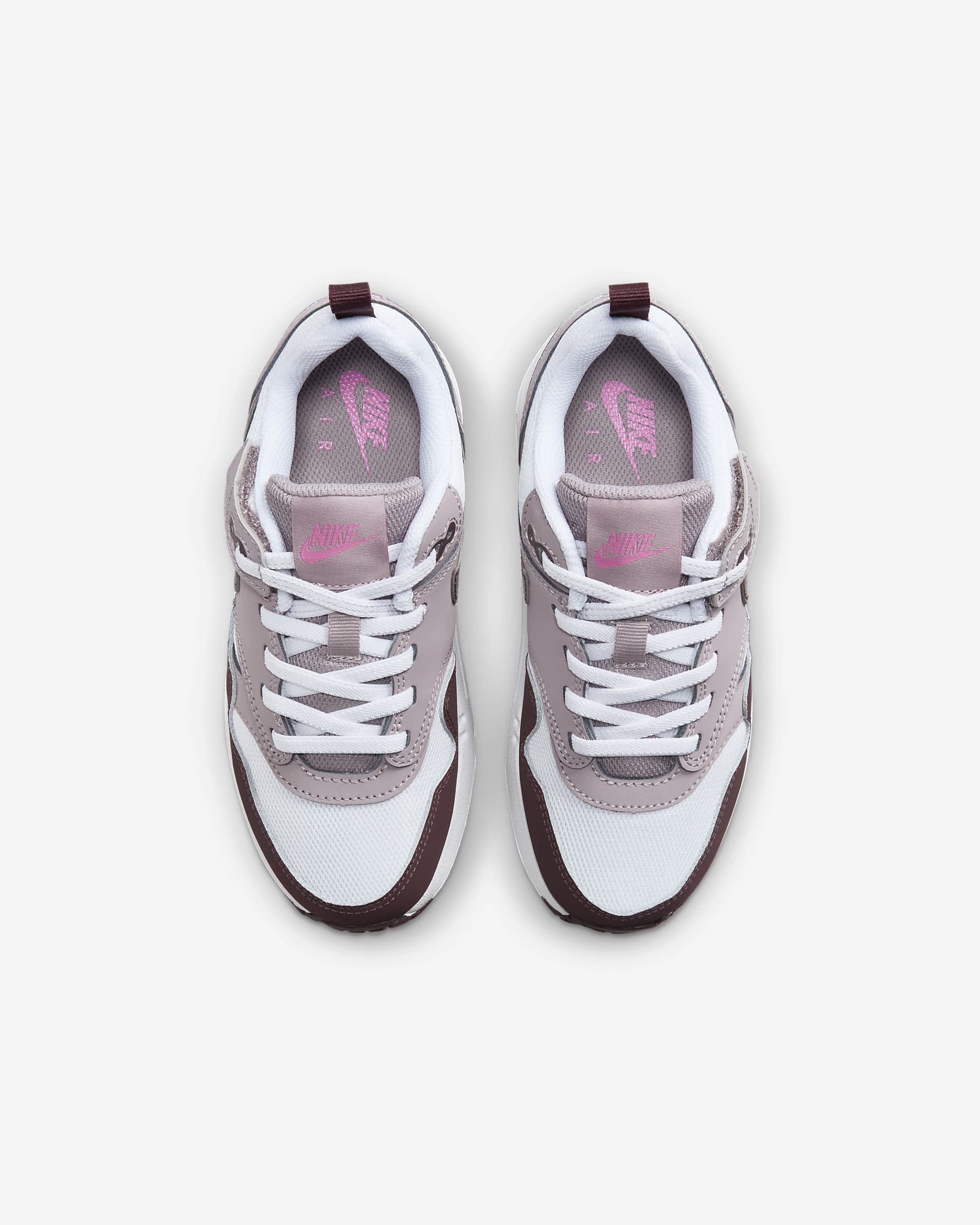 Nike Air Max 1 EasyOn Younger Kids' Shoes - White/Light Violet Ore/Playful Pink/Burgundy Crush