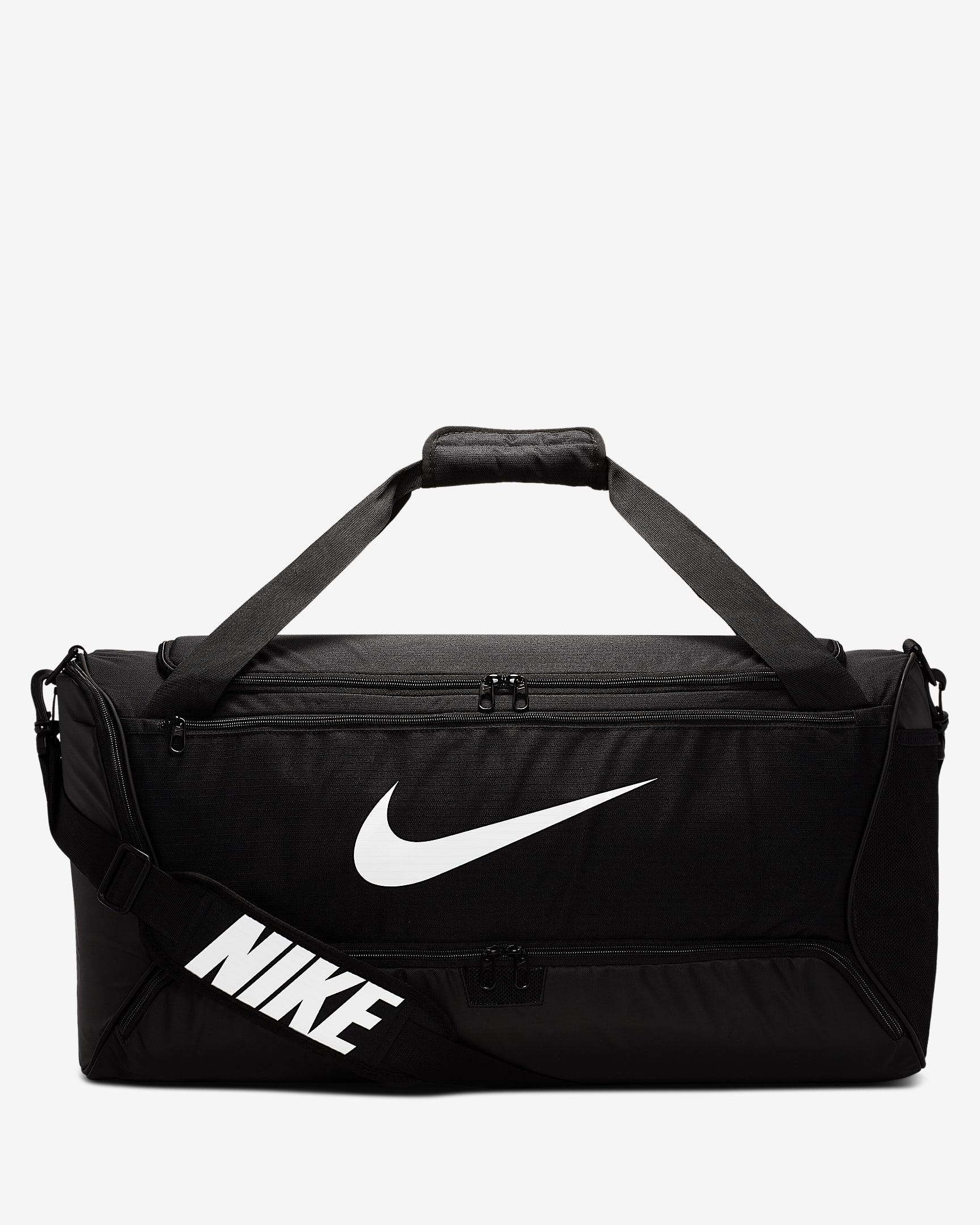 Nike Brasilia 訓練帆布包 (中型,60 公升) - 黑色/黑色/白色