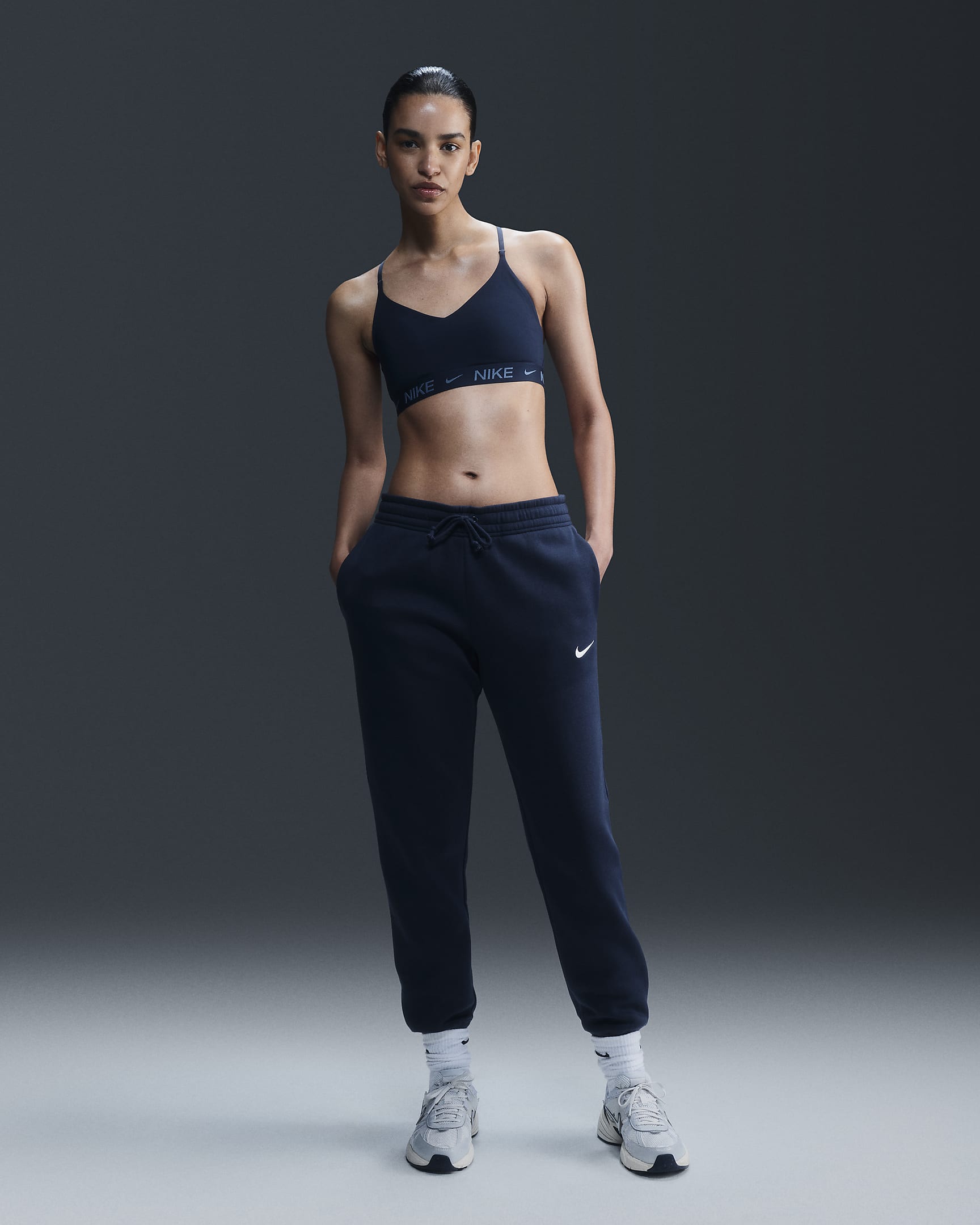 Brassière de sport réglable rembourrée à maintien léger Nike Indy pour femme - Armory Navy