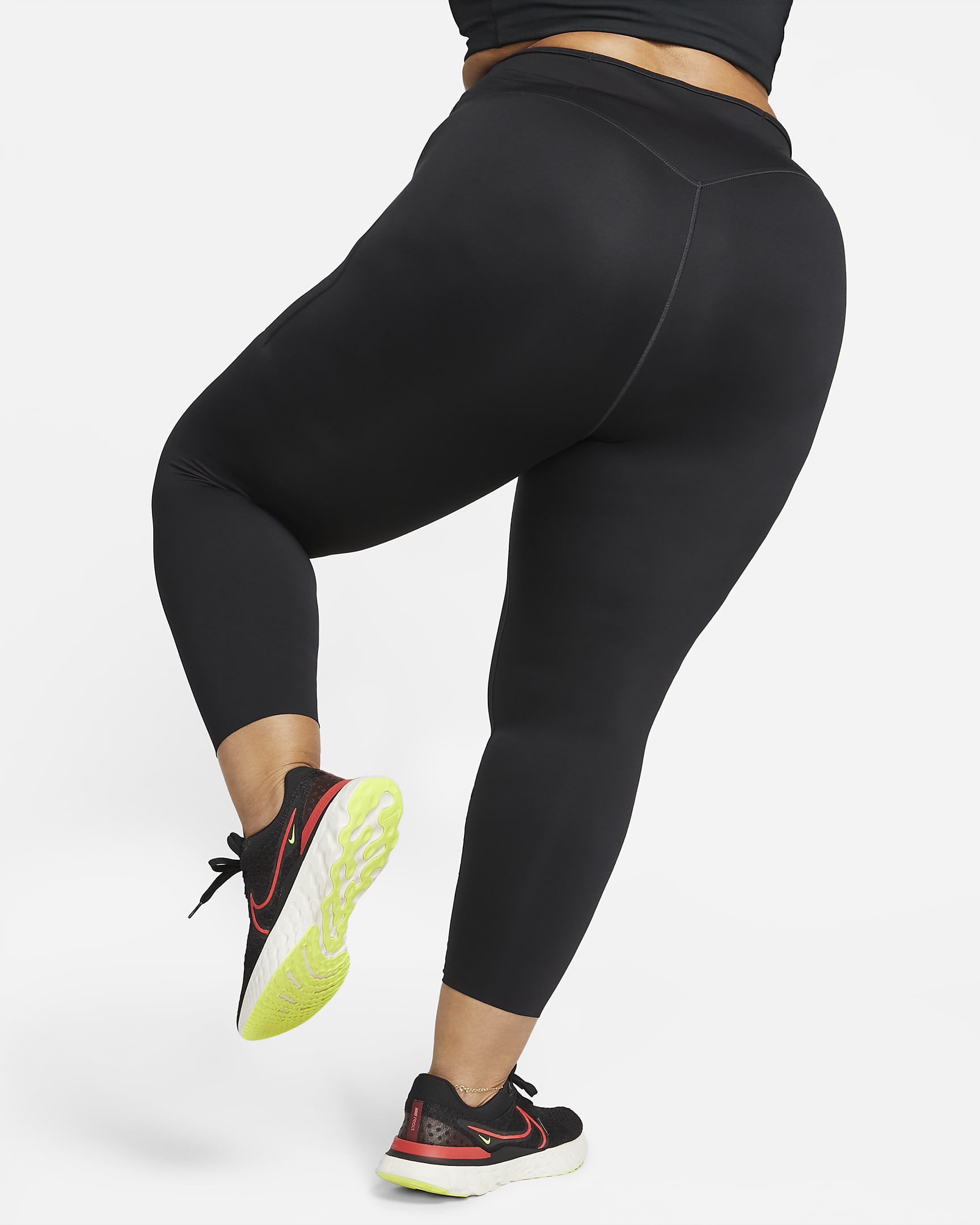 Nike Go Women's Firm-Support High-Waisted 7/8 Leggings with Pockets (Plus Size) - Black/Black