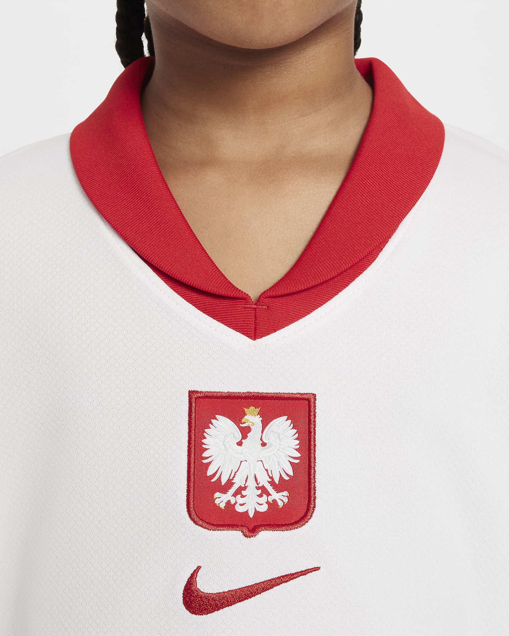 Domácí fotbalové kraťasy Nike Dri-FIT Replica Polsko Stadium 2024/25 pro větší děti - Bílá/Sport Red/Sport Red